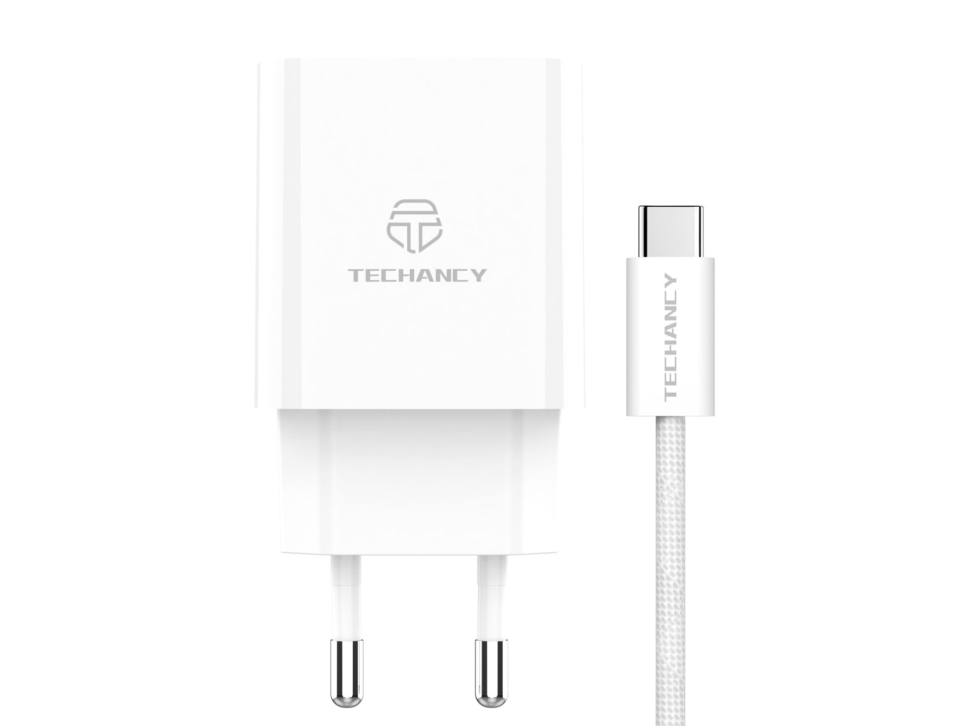 Cargador Techancy TA2820 USB-A+USB-C, 45 W PD, con cable USB-C a USB-C de 1 m, compatible con varios dispositivos