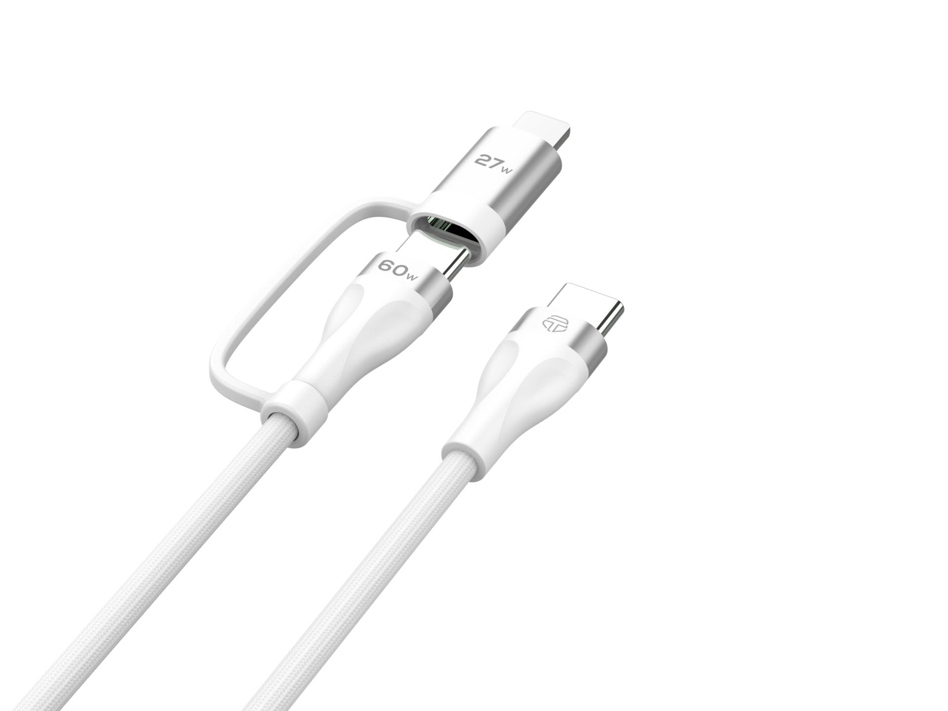 Techancy Cabo de carregamento rápido 2 em 1 TB1744 1m USB-C para USB-C 60W e USB-C para Lightning 27W cabo durável para vários dispositivos