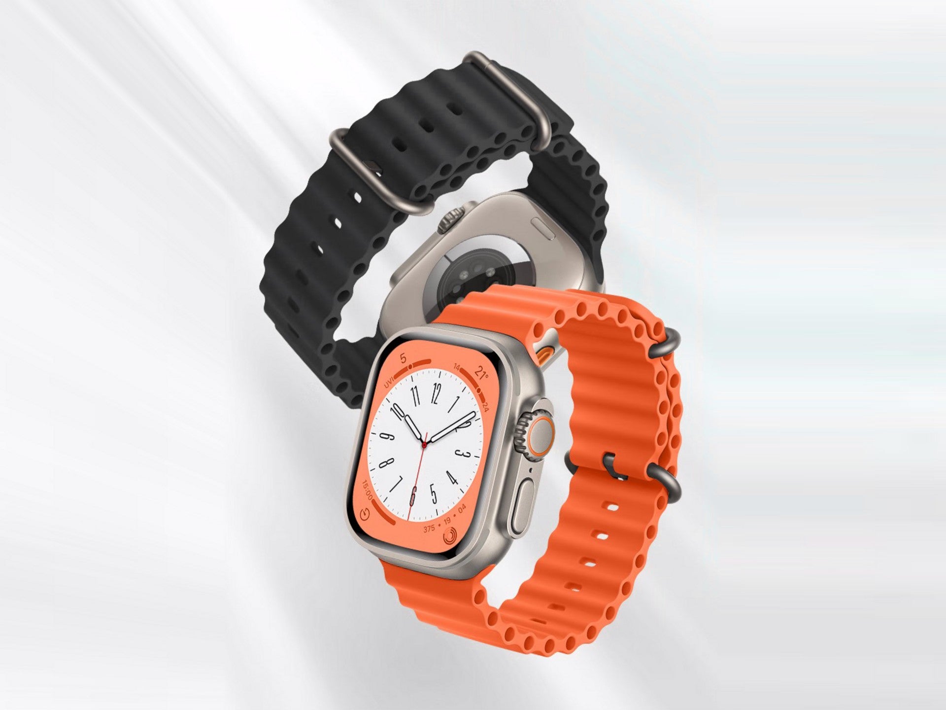 Techancy Bracelete De Silicone Preta KC2122, Compatível Com Apple Watch 42mm/44mm/45mm/49mm, Material De Silicone Macio