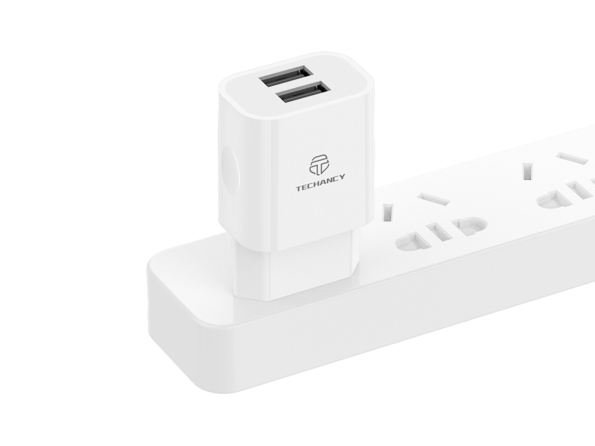 Techancy Carregador De Parede Usb Branco TA2772, Carregamento 5V-2.4A 2usb Compatível Com Diferentes Necessidades De Dispositivos