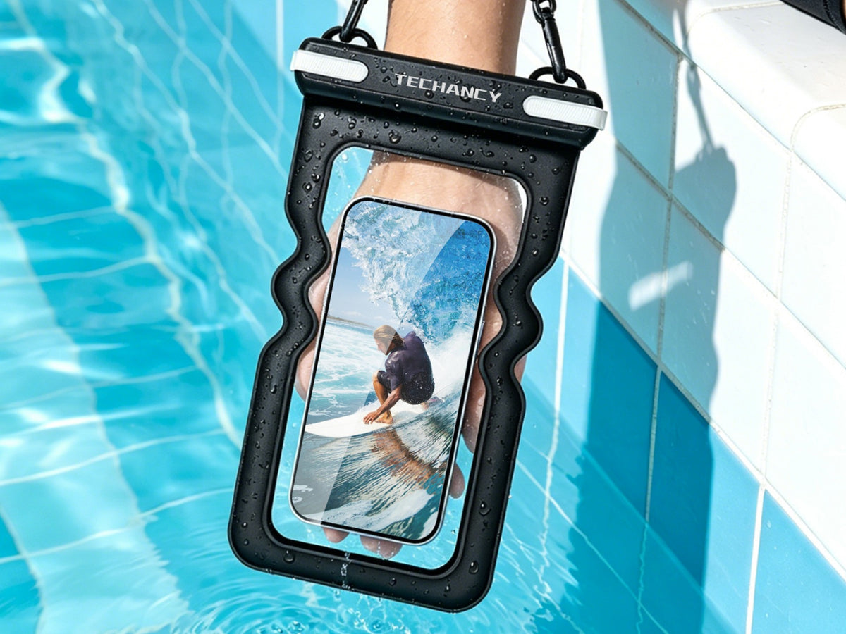 Bolsa Impermeavel Insuflavel para Telemovel Techancy TU7454, 7 Polegadas, IPX8, Ate 30m, Flutuante, Ecra Tatil, Preto