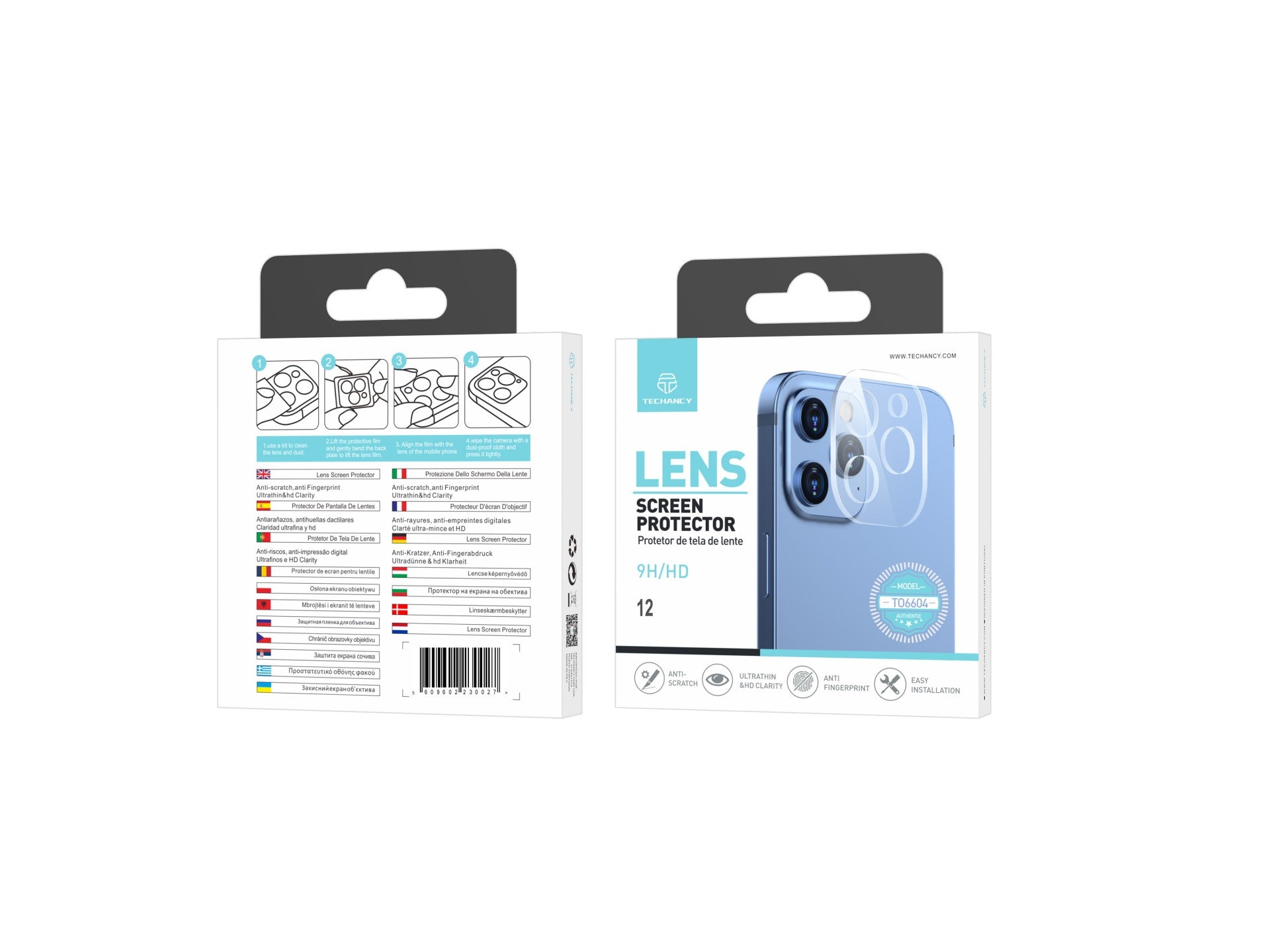 Techancy Lens Protector for iPhone 12 TO6604, 9H Anti-scratch, Anti-fingerprint, Ultra-thin and HD, Easy to Install