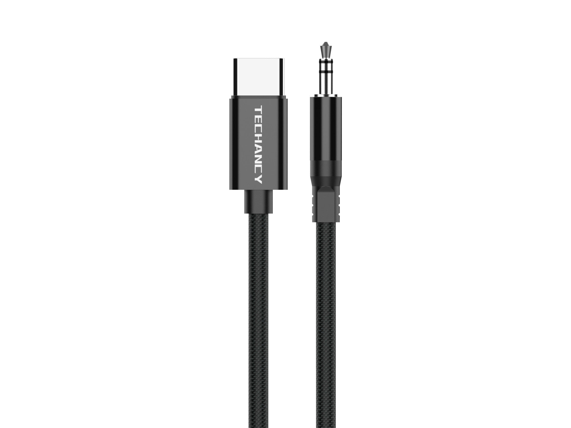 Techancy Cabo Audio Digital KQ2605 Type-C para 3.5mm, 1M, Trancado, Compativel com Telemovel, Carro e Auscultadores, Preto