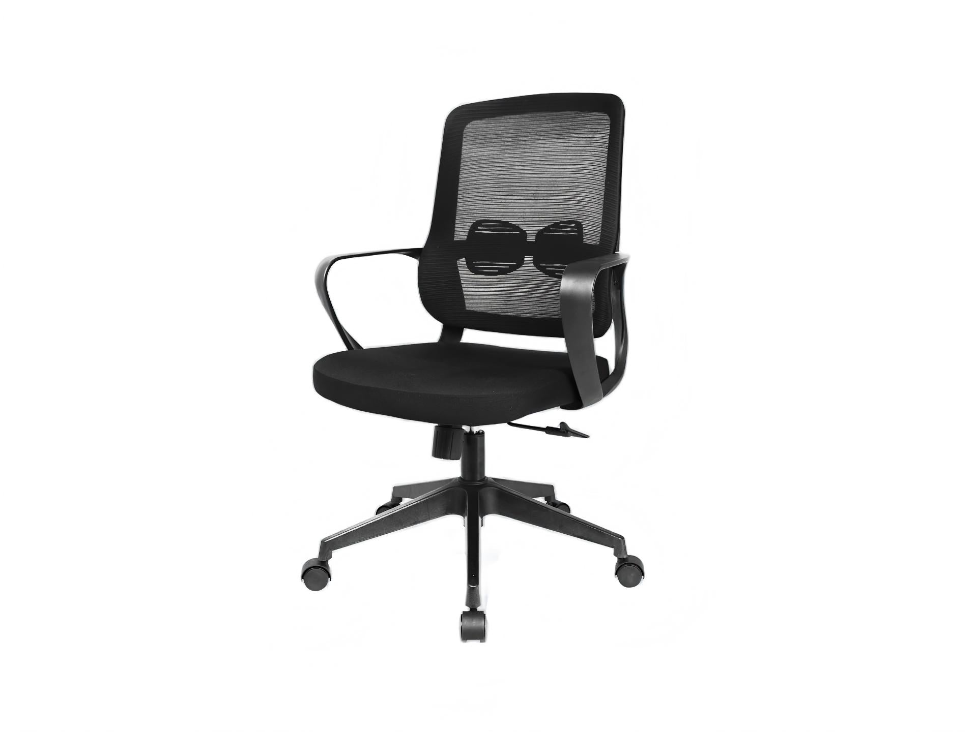Techancy Cadeira De Escritório Para Computador Preta MD4900. Assento Em Tecido. Apoio Lombar Curvo. Regulável Em Altura E Ângulo