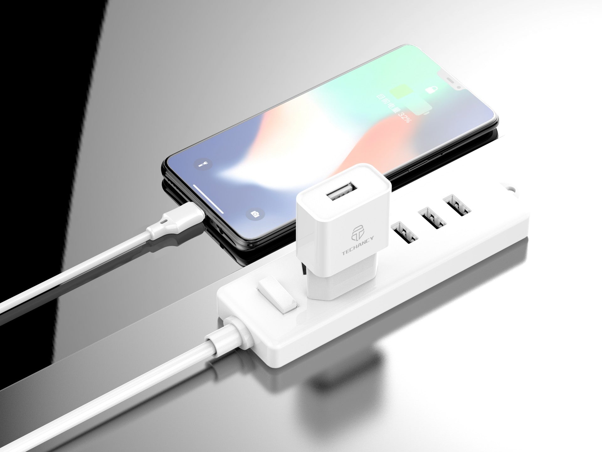 Techancy TA2776 White USB Mobile Phone Charger, 5V-1A Stable Charging Output, Compatible with Multiple Devices