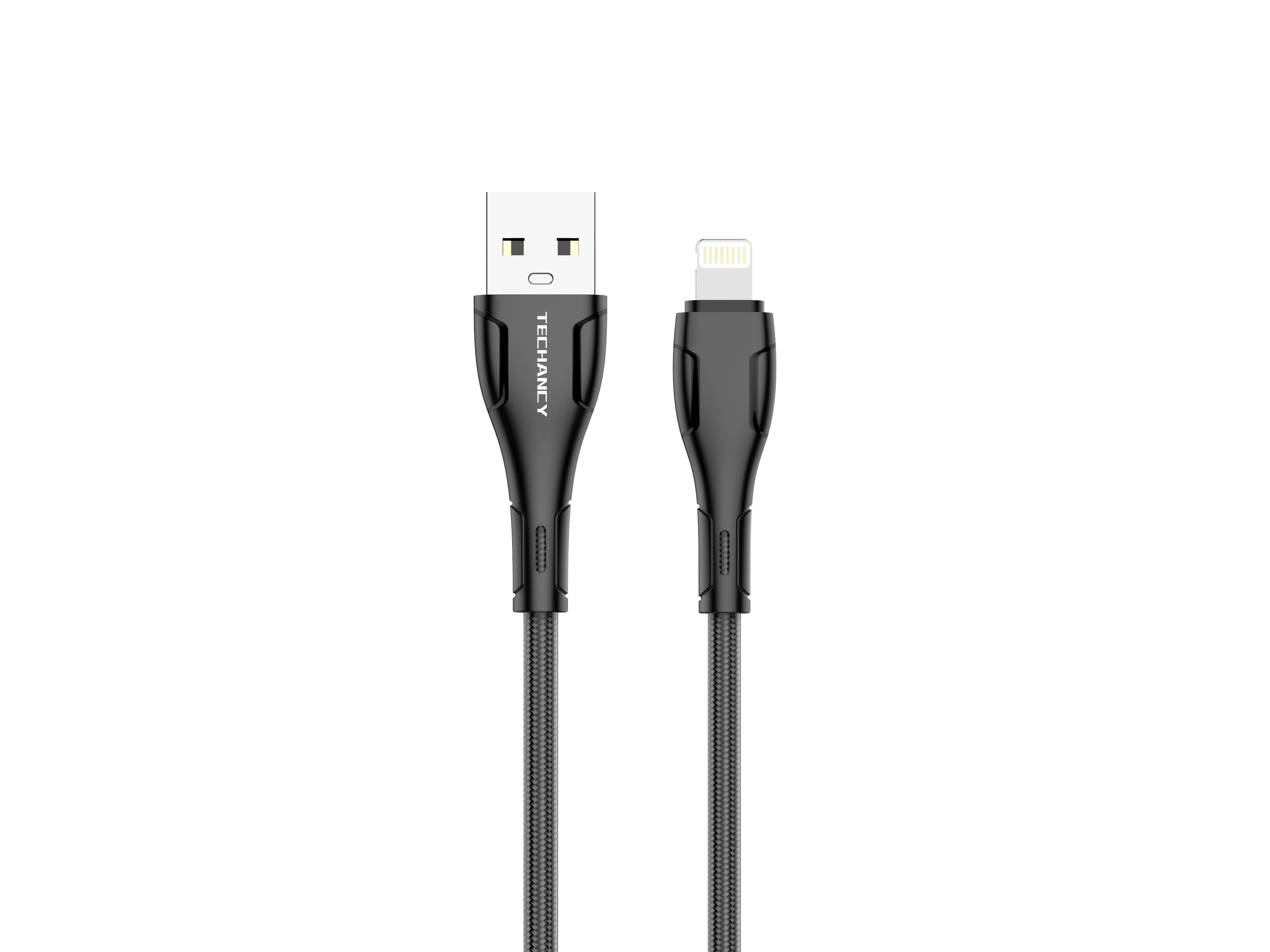 Techancy Cabo De Dados Trançado Usb-Ip8/X/11-14 Preto TB1694, Carregamento De 2,4 A, Transferência De Dados Compatível