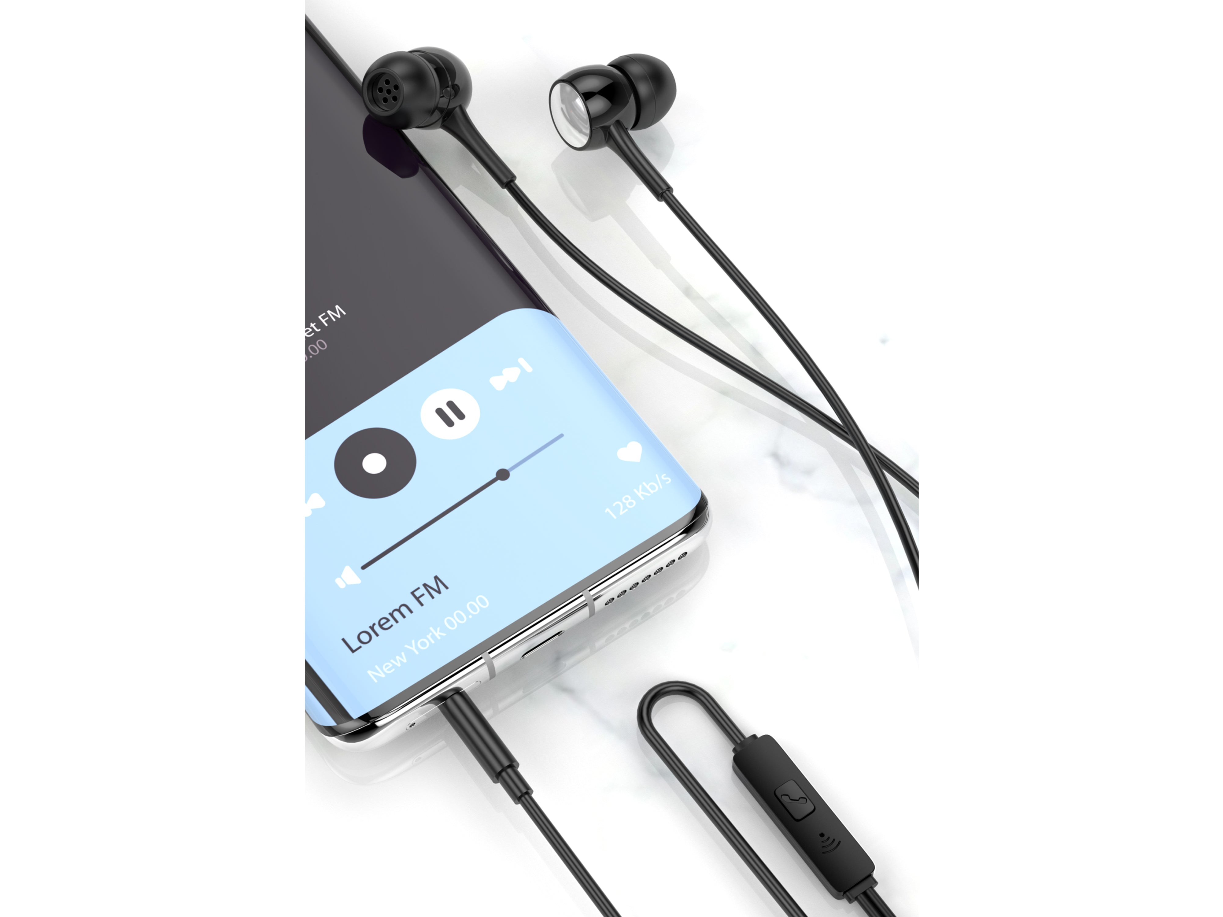 Techancy Auscultadores Intra-Auriculares Com Fios Pretos 1,2 M TD8057, Tomada De 3,5 Mm Compatível Com Telemóveis/Pc/Mp3, Etc.