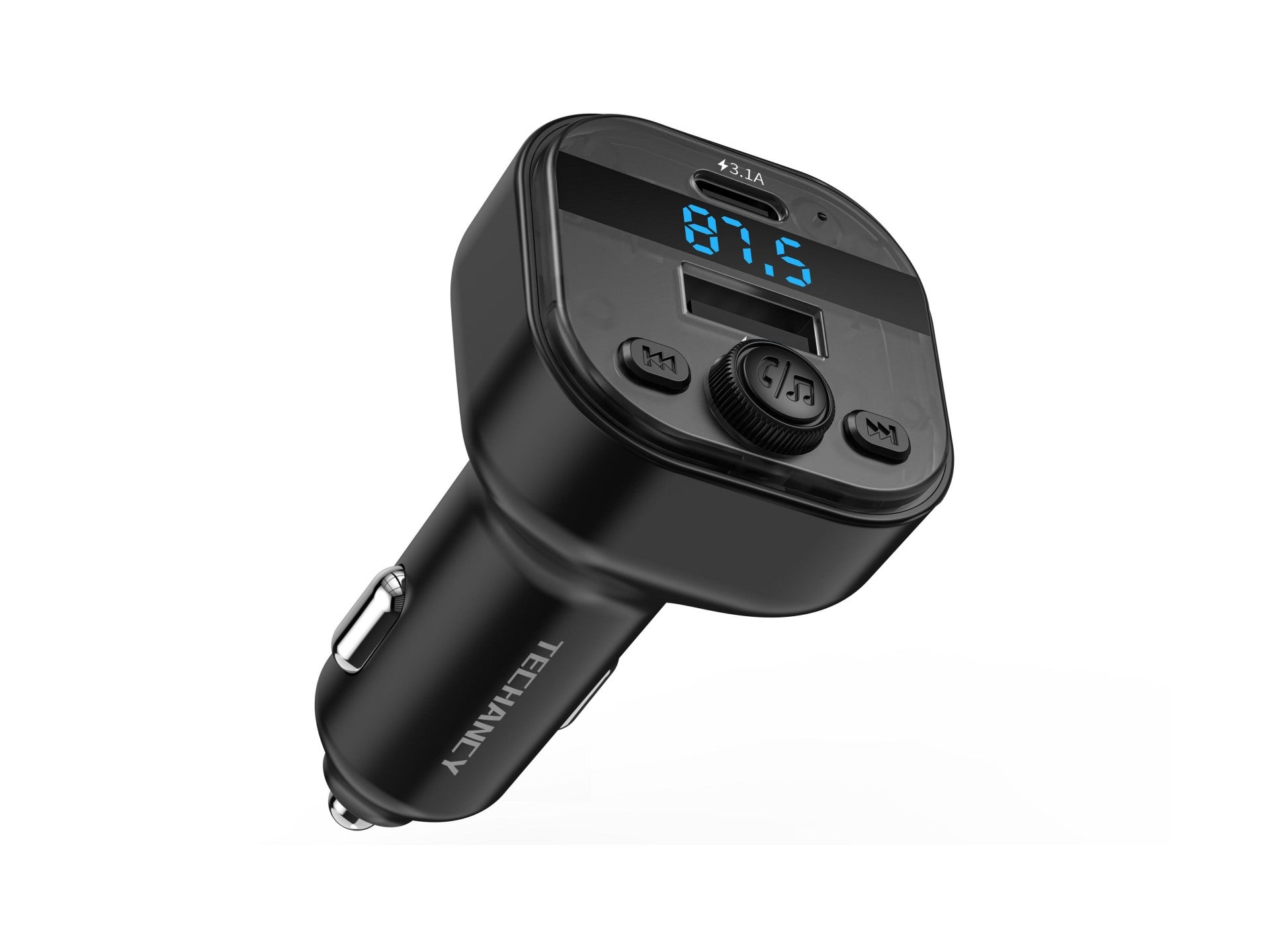 Techancy Leitor MP3 para Carro TE0873, Dupla Porta USB 3.1A, FM, U Disk, TF Card, Compativel 12V-24V Carros e Caminhoes