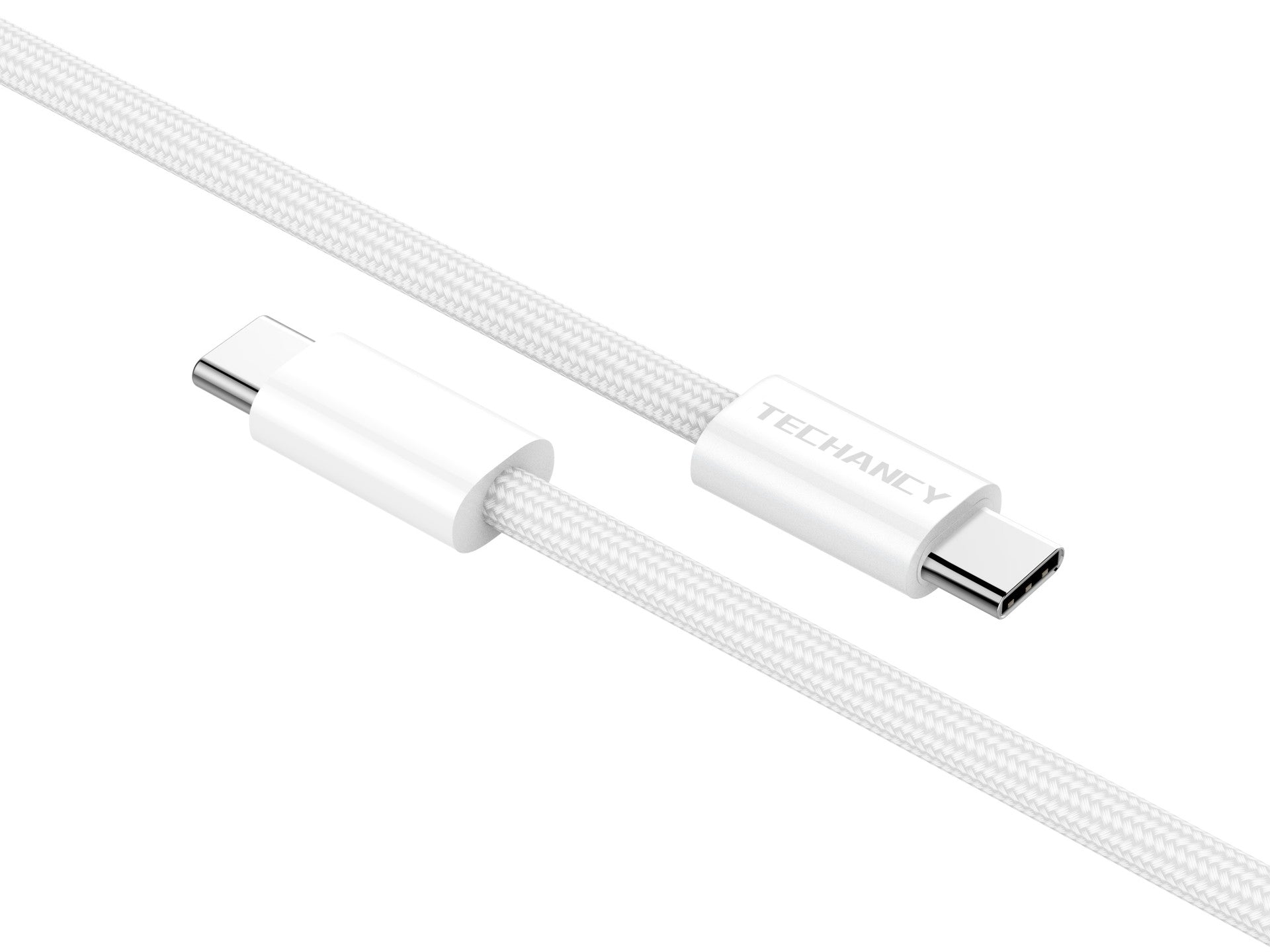 Techancy Cabo USB-C para USB-C TB4764 1M PD 60W, Trancado, Carga Rapida, Compativel com Telemoveis e Portateis, Branco