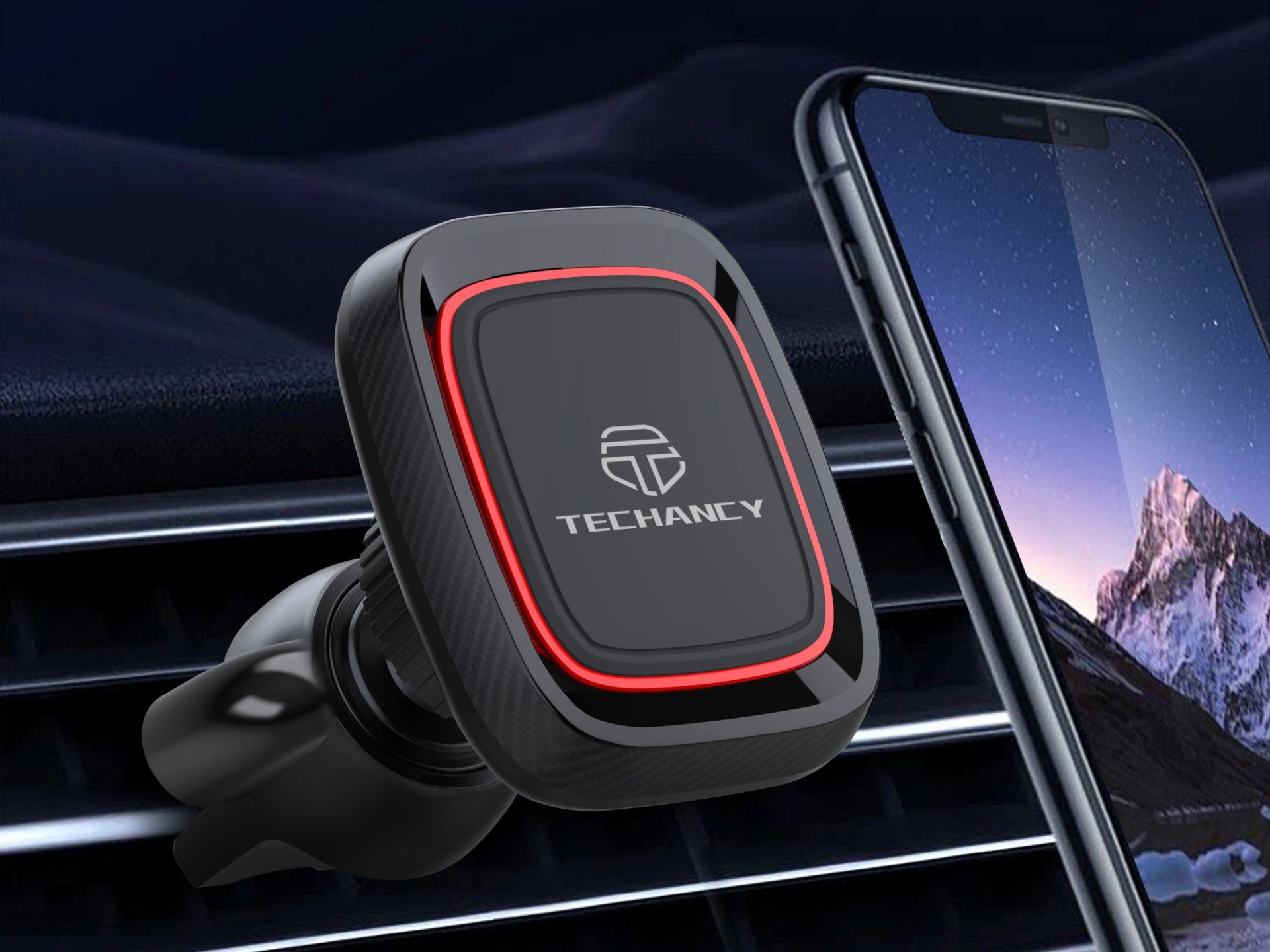 Techancy Ti2209 Magnetic Car Phone Holder, Strong Magnetic Adsorption Capacity. Black