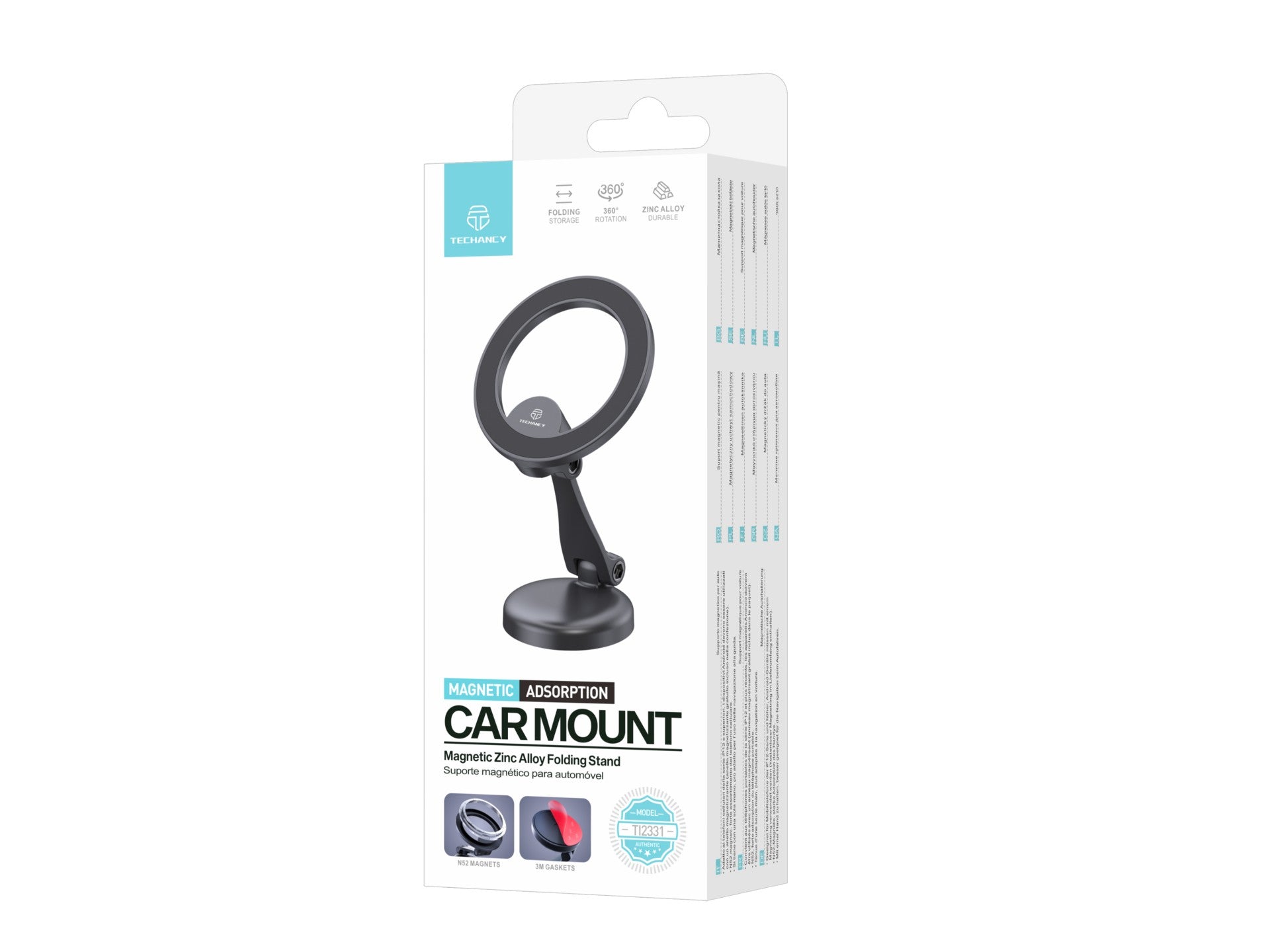 Techancy Suporte Magnético Para Telemóvel Preto Ti2331, Compatível Com Magsafe-Iphone 12-16, Suporte Dobrável Com Rotação De 360