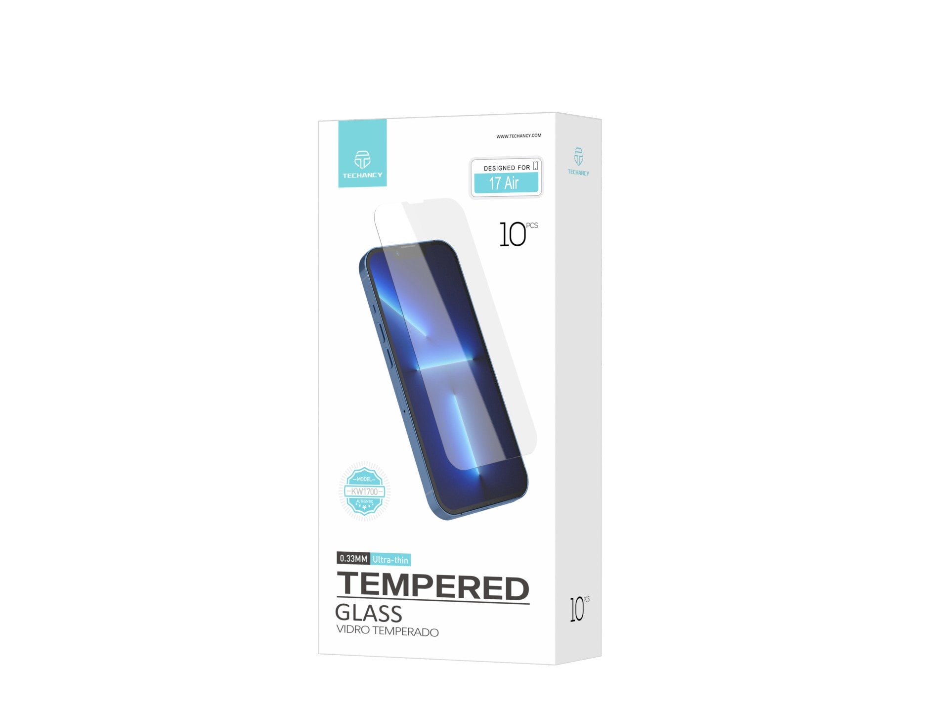 Techancy Tempered Glass Screen Protector for iPhone 17 Air KW1700, 0.33MM Ultra Thin, Anti-Fingerprint, Anti-Scratch, HD Clear