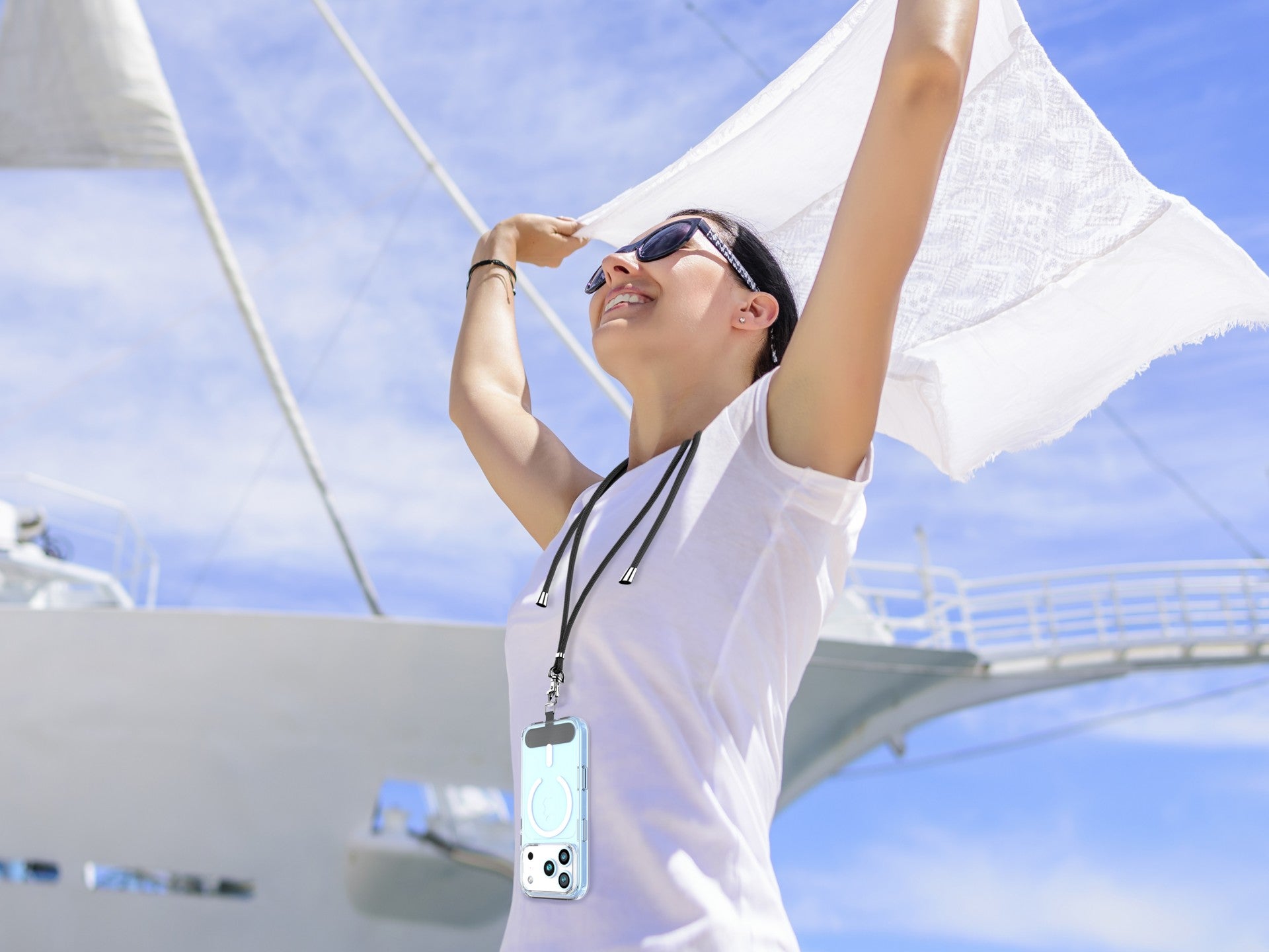 Techancy Universal Black Mobile Phone Cord KC2107, Adjustable Length 0-80 cm, Used with Mobile Phone Case