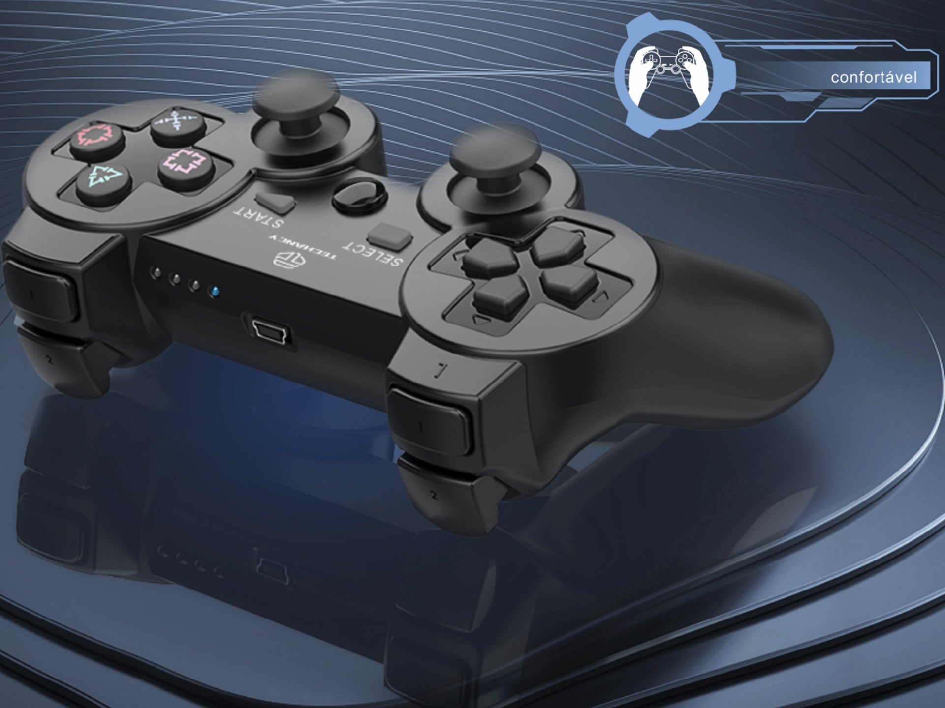 Techancy 6-in-1 Wireless Gaming Controller, Built-in Battery, 2.4G Wireless Connection, TX1703, Compatible with PC/Android/TV Box/PS3/TV/Game Box, Black