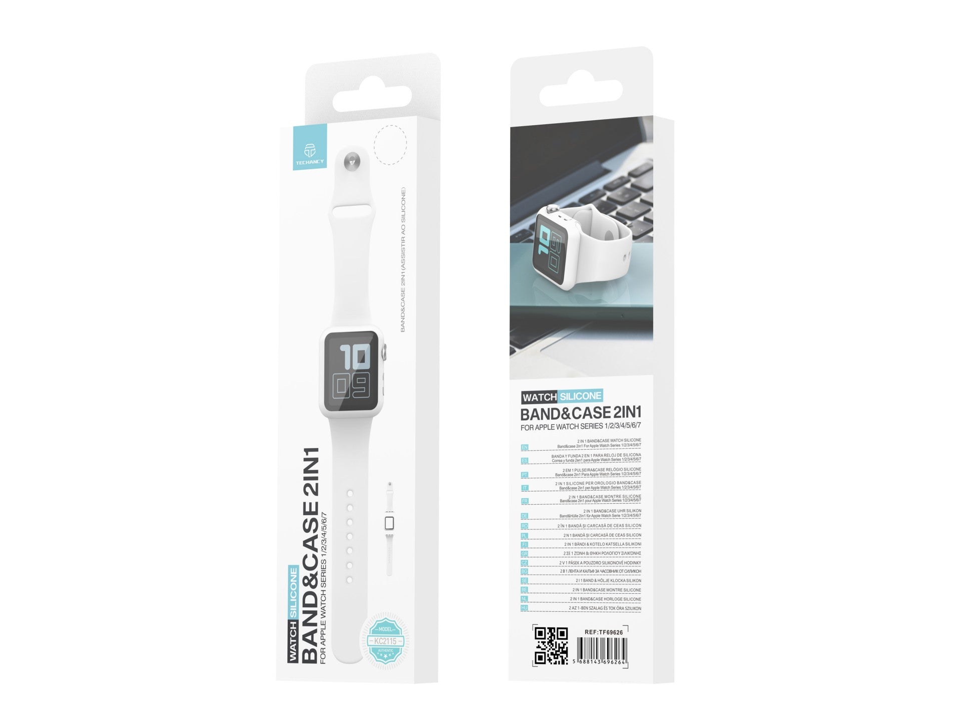 Techancy KC2115 Silicone Watch Band with Screen Protector, Compatible with Apple Watch 40mm, White