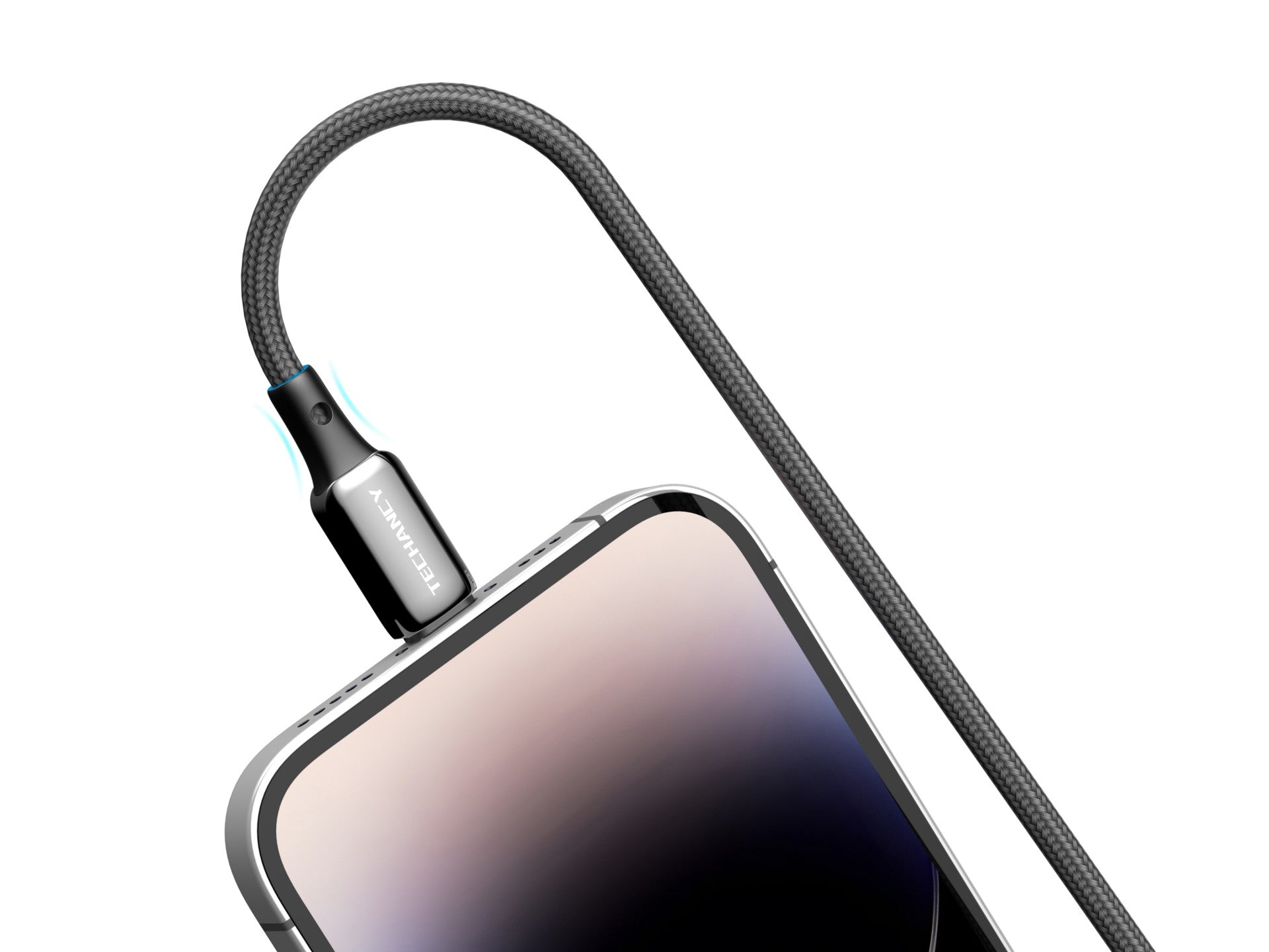 Cable USB-C a Lightning Techancy TB1802, 27 W, 1 m, negro, conector de aluminio, diseño antideslizante, compatible con iPhone 11-14