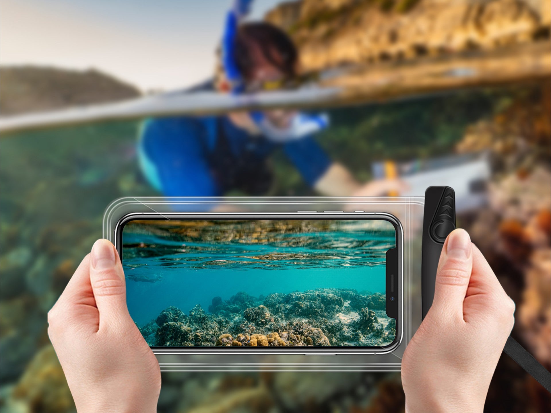 Funda para teléfono móvil Techancy TU7451 de 7 pulgadas, resistente al agua IPX8, fotos nítidas, color negro