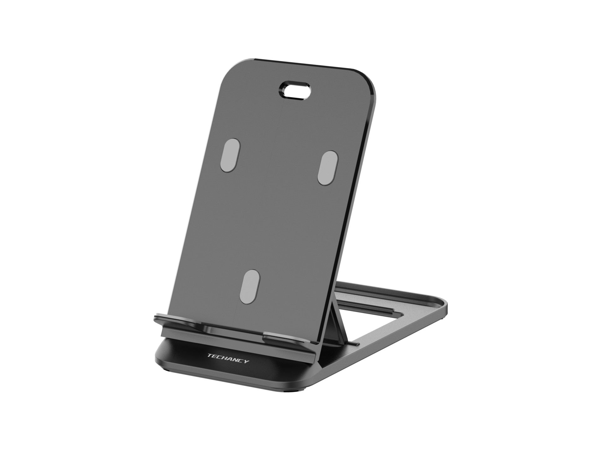 Soporte para teléfono de escritorio Techancy Ti2297, color negro, diseño plegable para dispositivos móviles, tabletas y celulares.