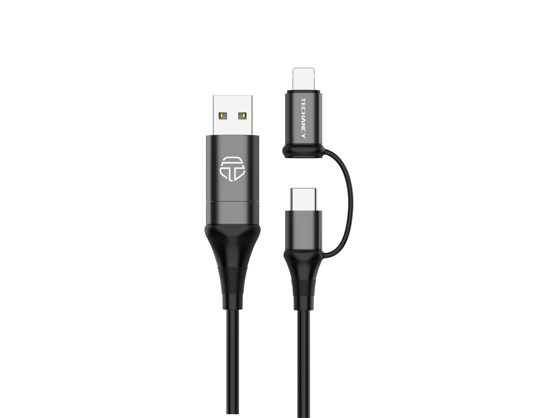 Techancy Cabo De Dados Multifunções 4 Em 1 Preto TB1740, 60w/1m, Usb/Usb C Para  Tipo C/Lightning, Suporta Transmissão De Dados