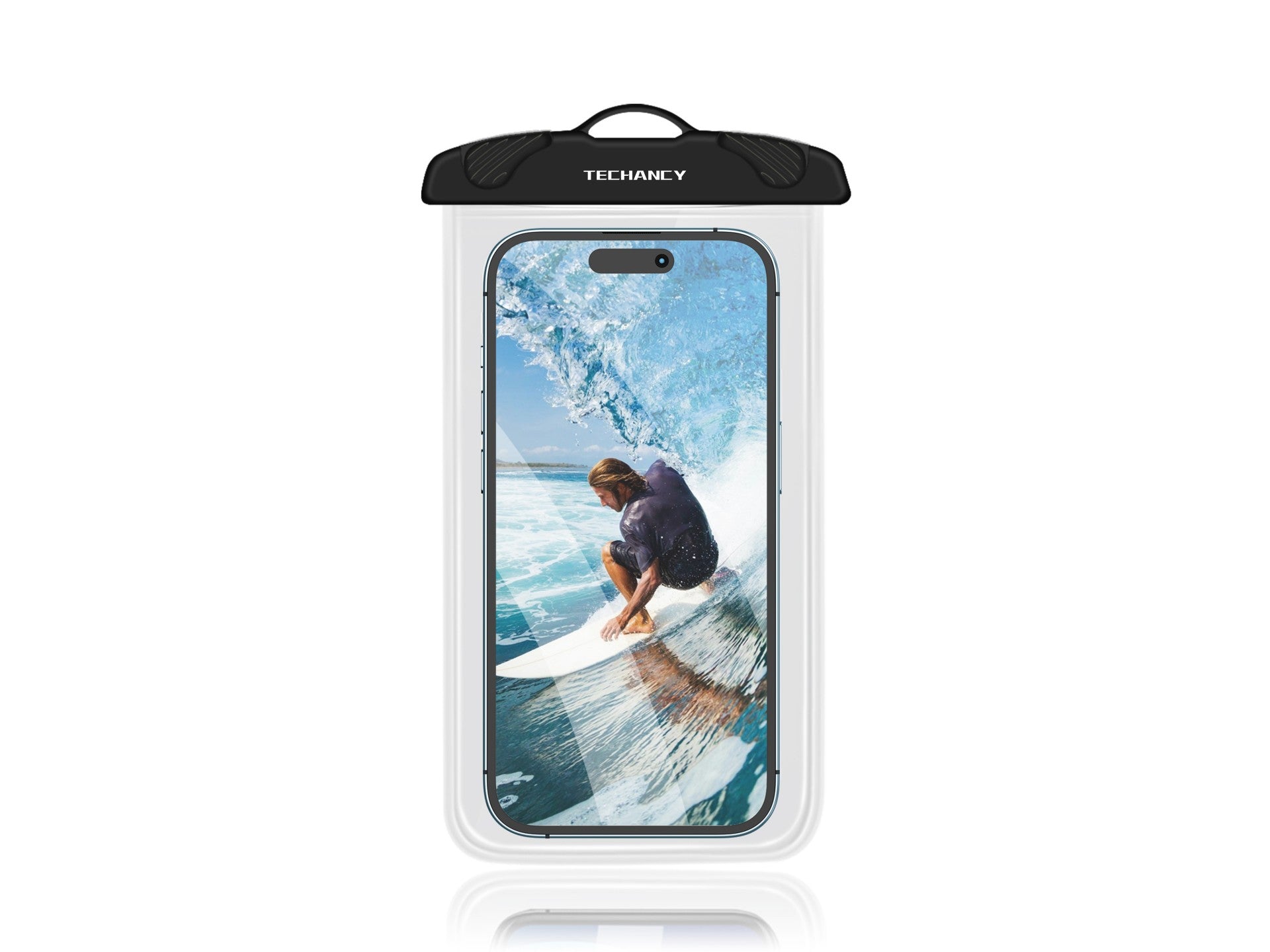 Techancy TU7453 Black Waterproof Phone Case. Extra Large 7.2 Inch Capacity, IPX8 Waterproof.