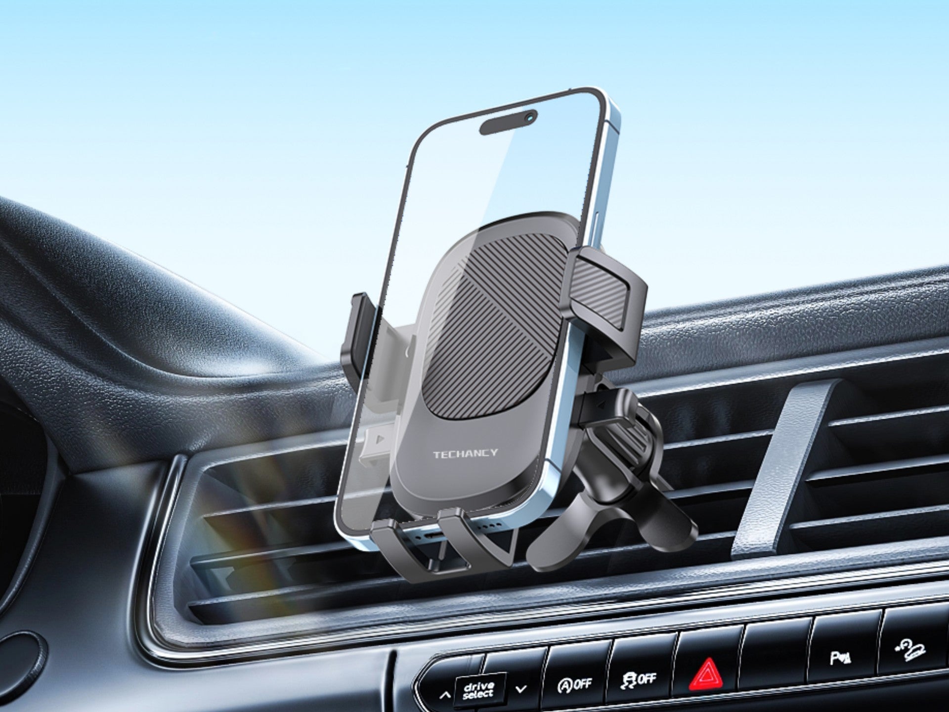 Soporte para teléfono de coche Techancy Ti2329, color negro, para rejilla de ventilación, para teléfonos de 4,7 a 7,2 pulgadas