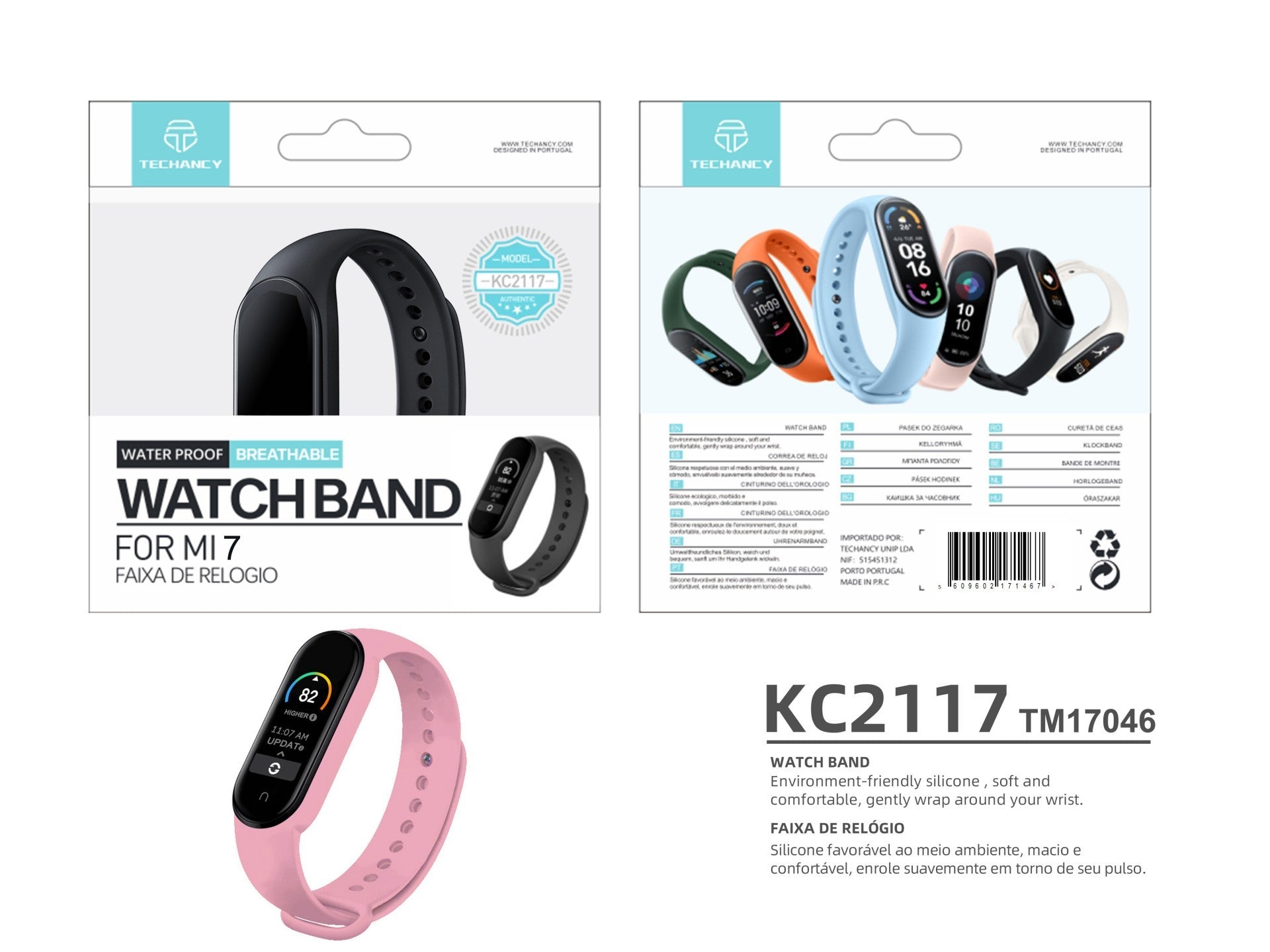 Techancy Pink Silicone Wristband KC2107, Compatible with Mi7 Smart Band, Made of Silicone, Soft and Comfortable.