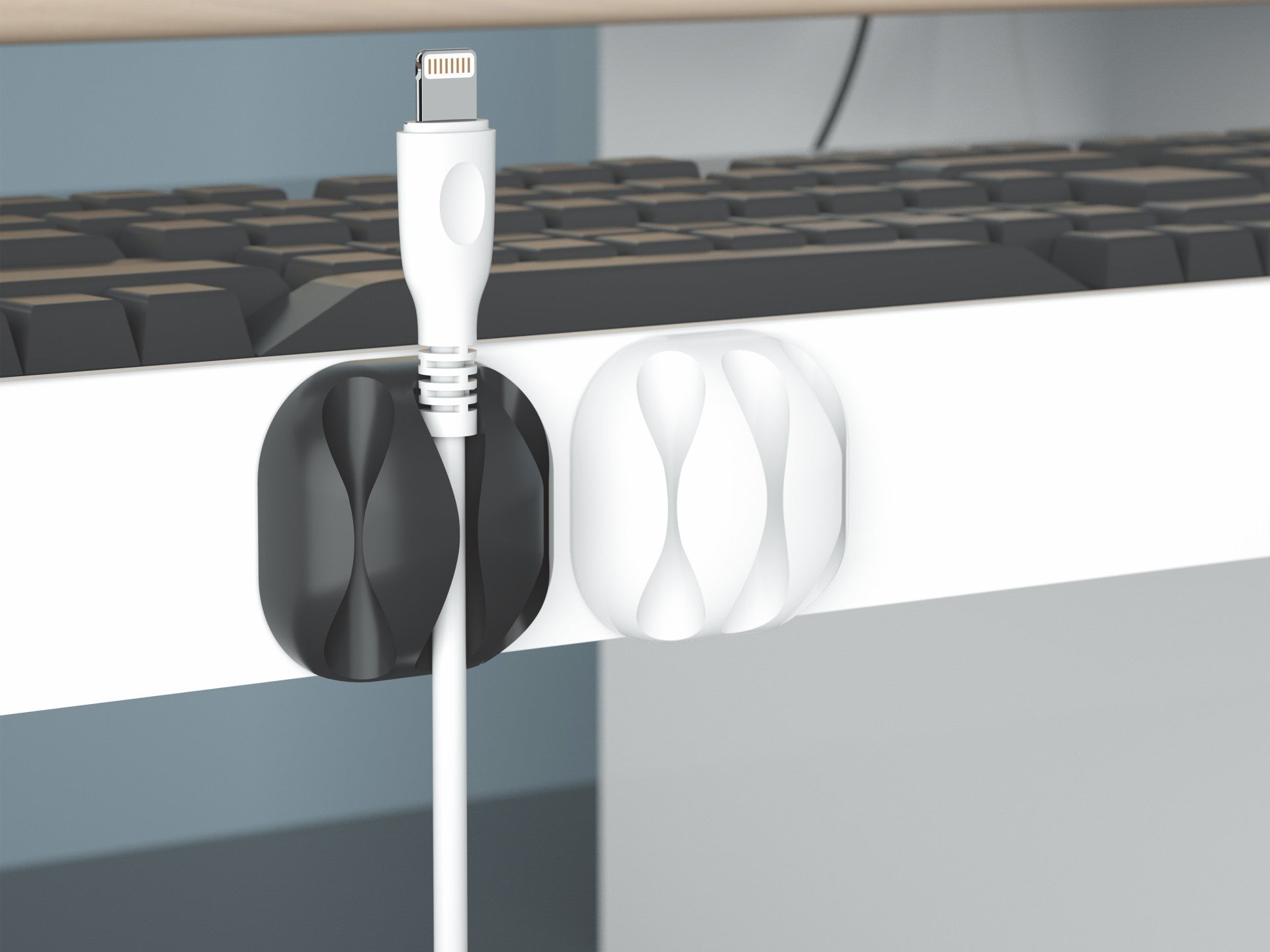 Techancy TZ6293 Cable Support, 4-Pack, Cable Organizer, Black & White