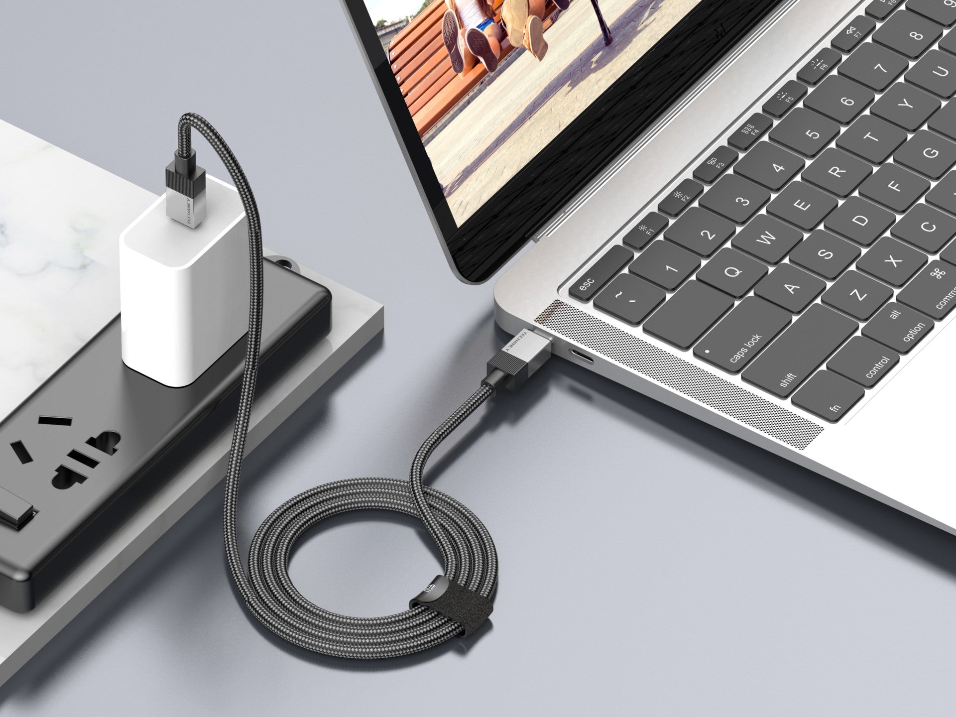 Techancy PD Data Cable TB1800, 60W, 1m Black, USB-C to USB-C, Aluminum Alloy Connector, Locked Design, Fast Charging