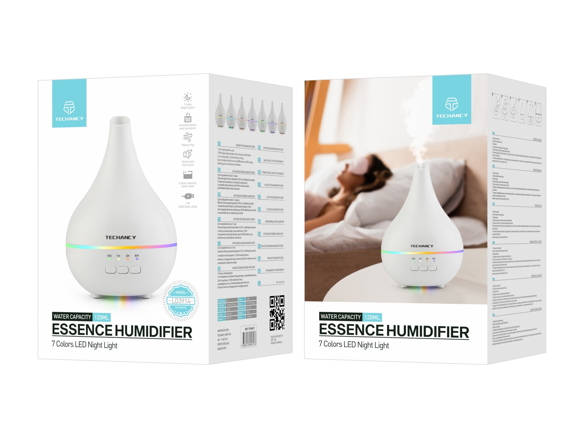 Techancy Aromatherapy Diffuser, LD3914, with Humidifier Function, White