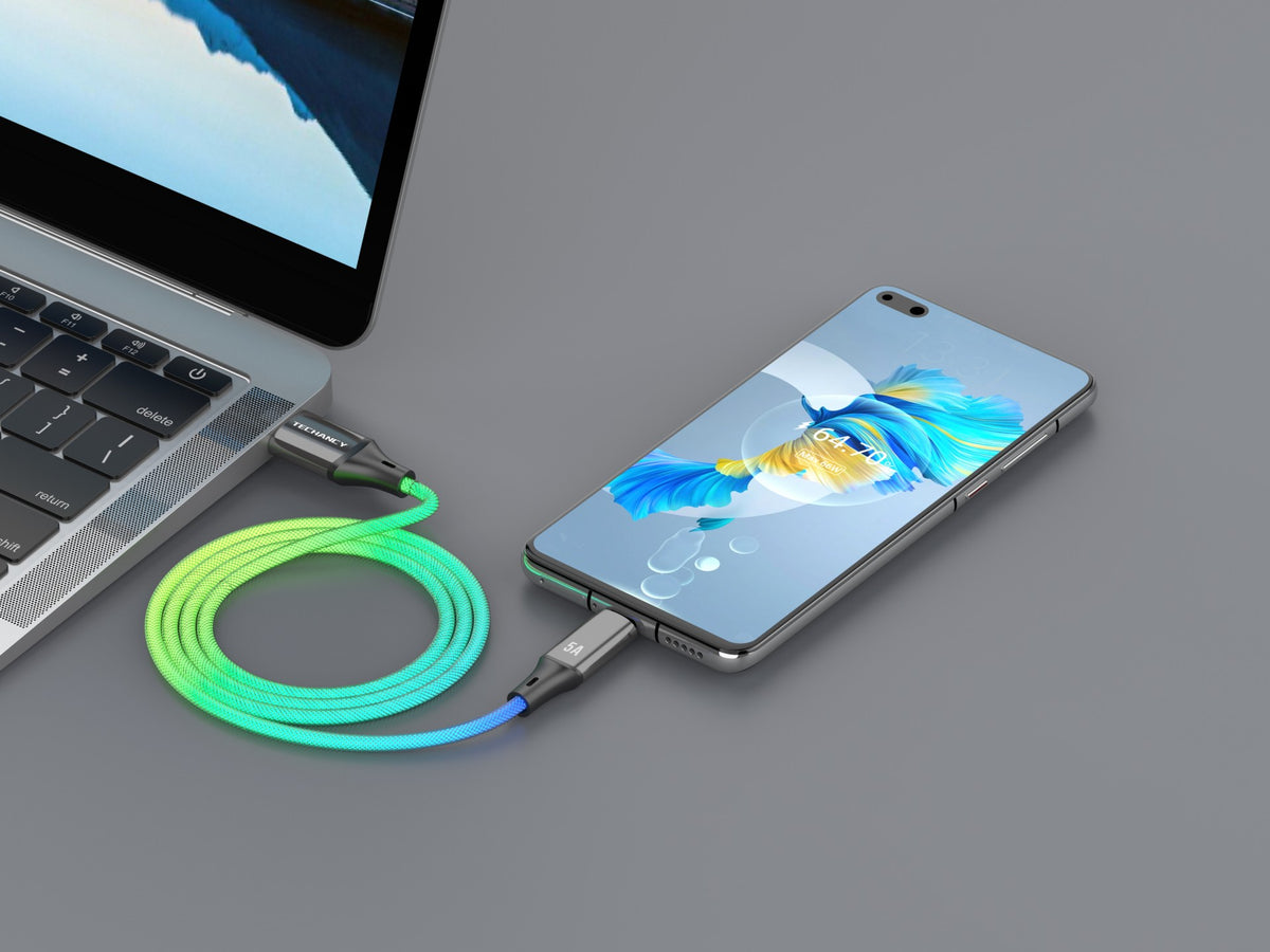 Cabo Techancy RGB 1 m — USB-A para USB-C (TM00356, 2)