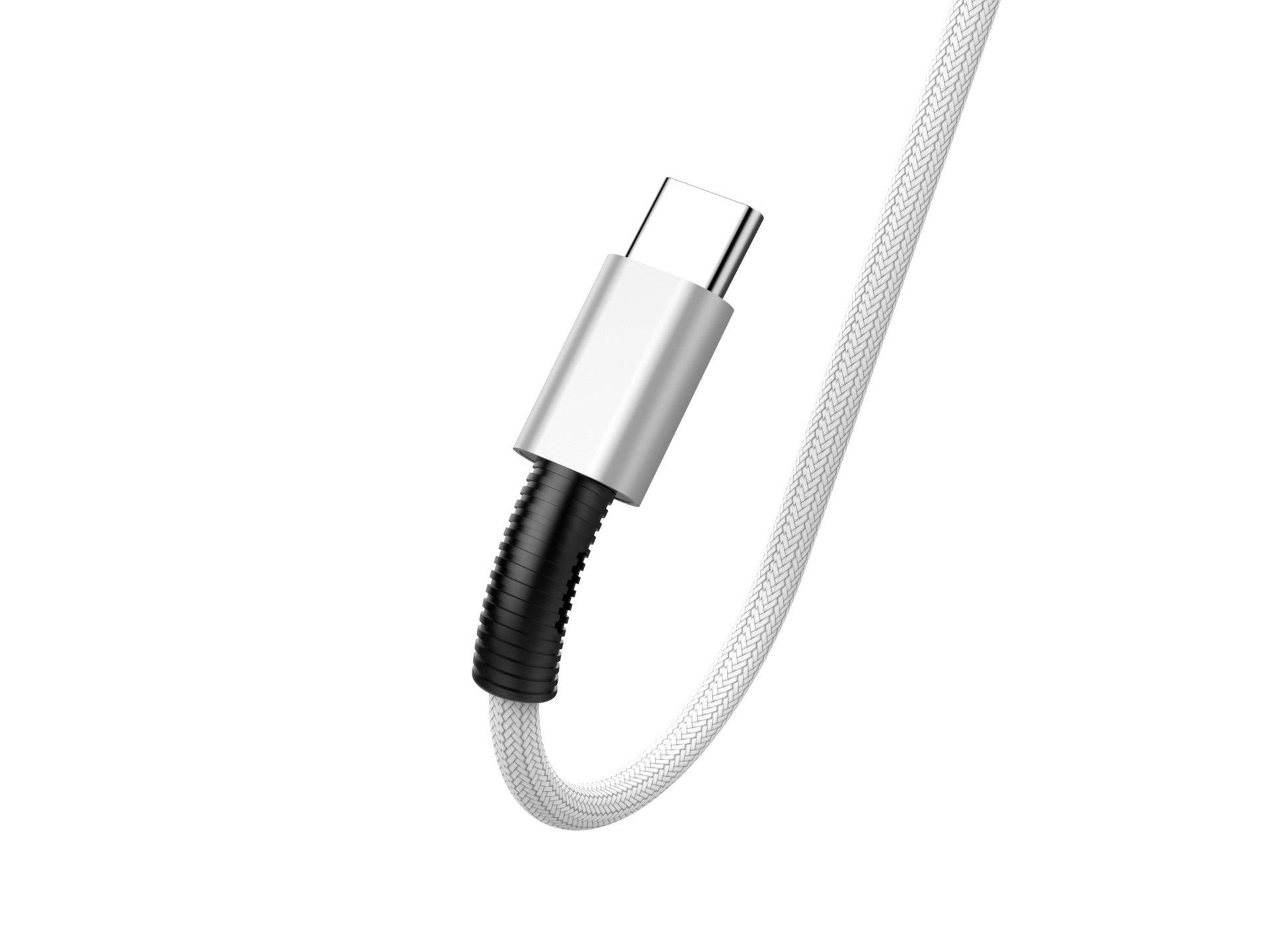 Techancy Cabo De Dados Usb- Tipo C Branco TB1717, Carregamento Rápido De 2,4 A, Liga De Alumínio + Entrançado 1,2 M