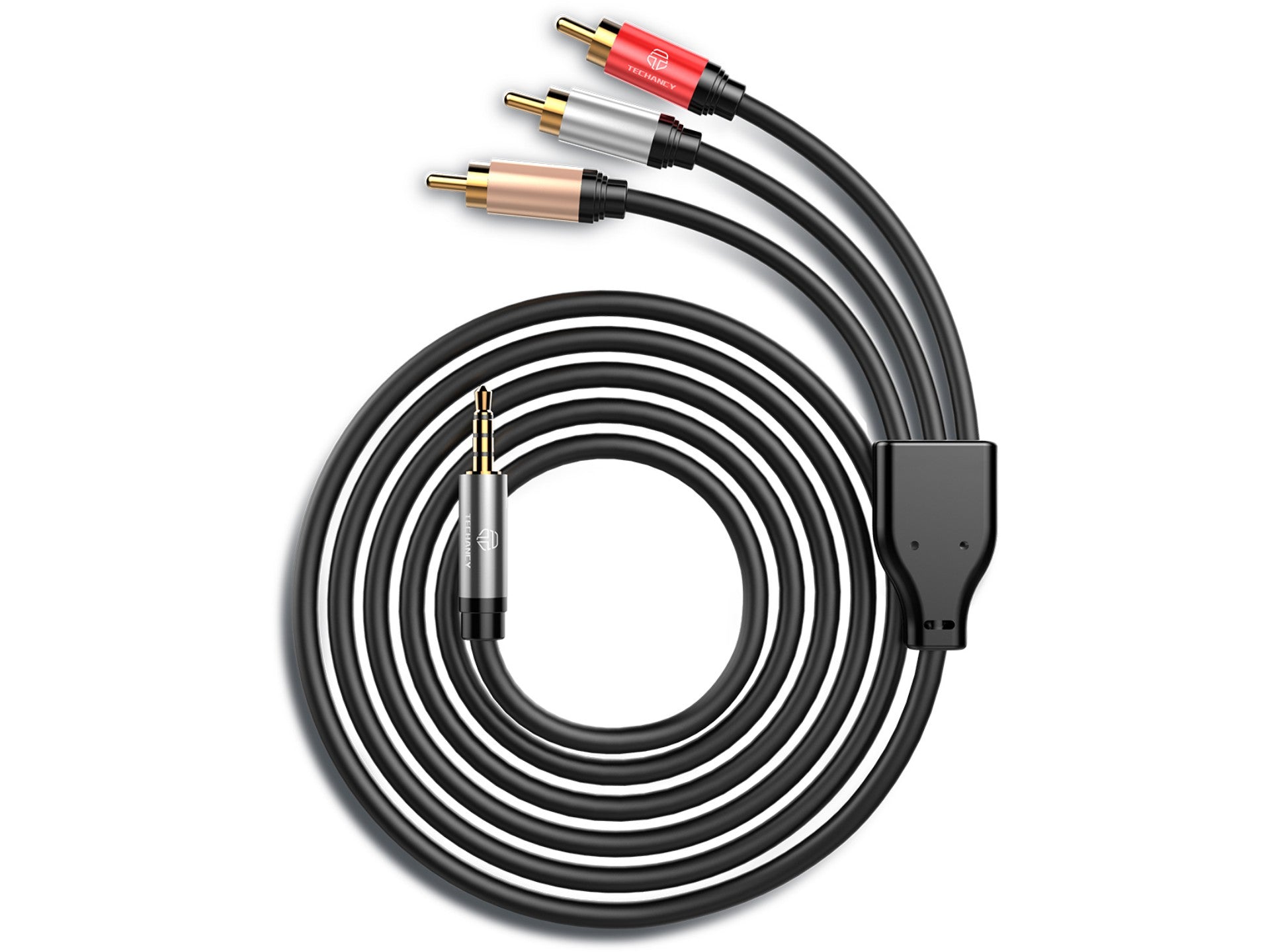 Techancy 3.5mm to 3RCA Audio Cable, 6ft, TL7269, Black