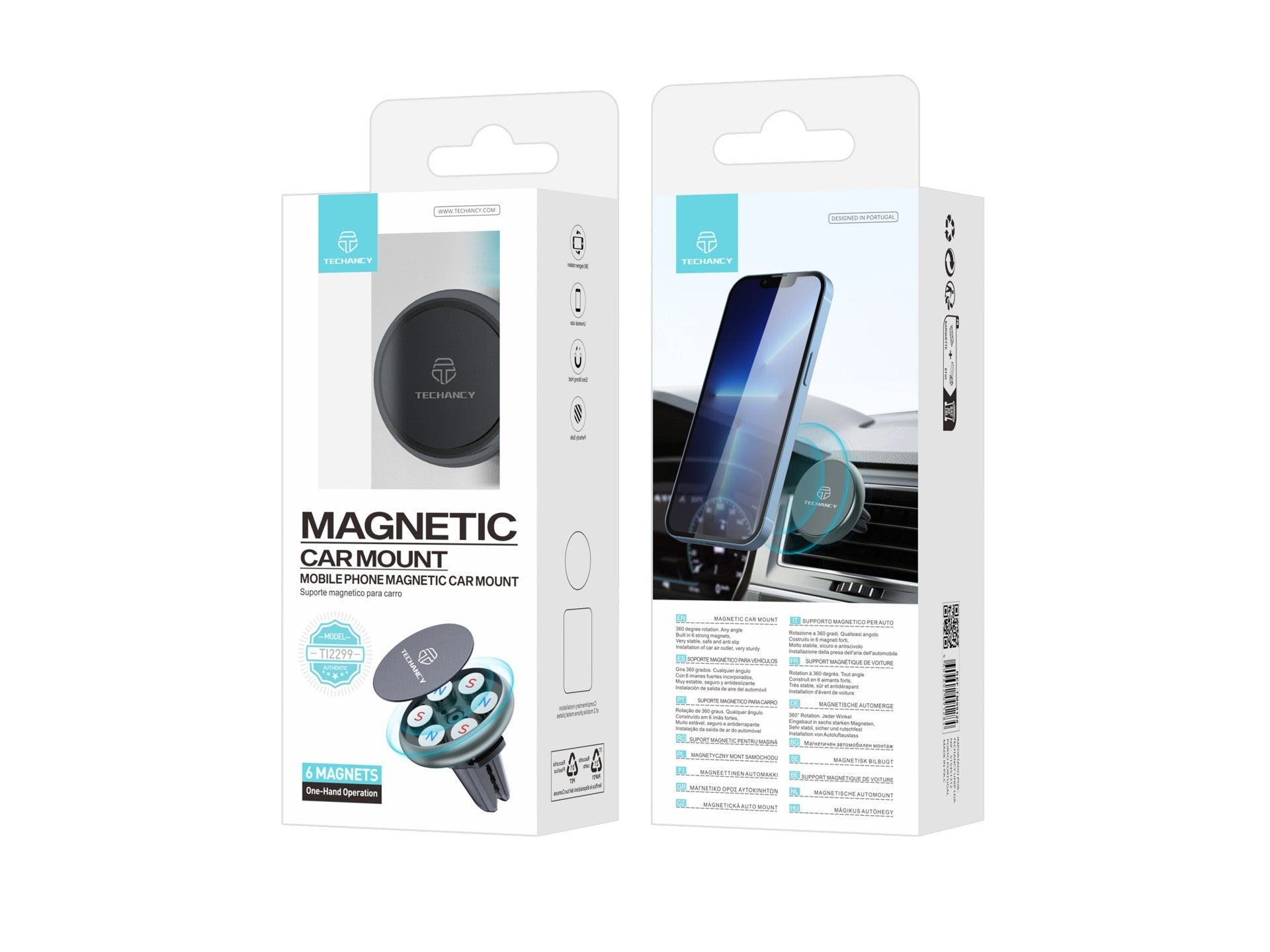 Techancy Suporte Magnético Para Telemóvel Ti2299, Ventilação De Ar Para Automóvel, Forte Magnético E Estável Para O Telemóvel
