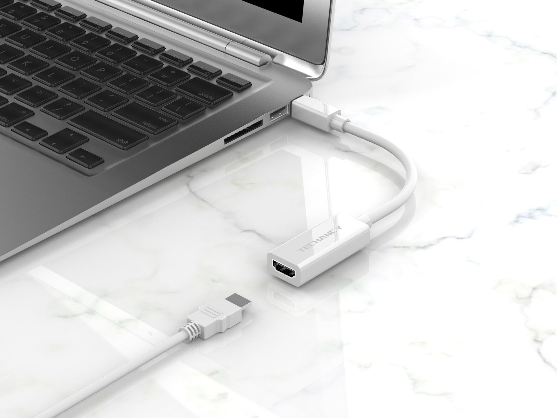 Adaptador de vídeo Techancy Mini DP para HDTV, TL7337, transmissão 2K HD, branco