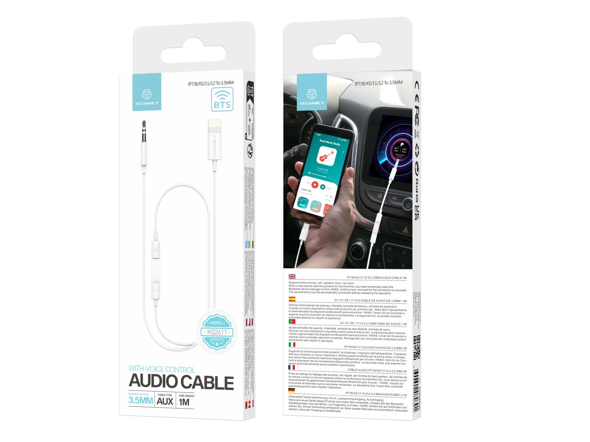 Cargador Techancy TA2802 blanco de 20 W con compatibilidad con PD y QC3.0 y cable USB-C blanco de 1 m