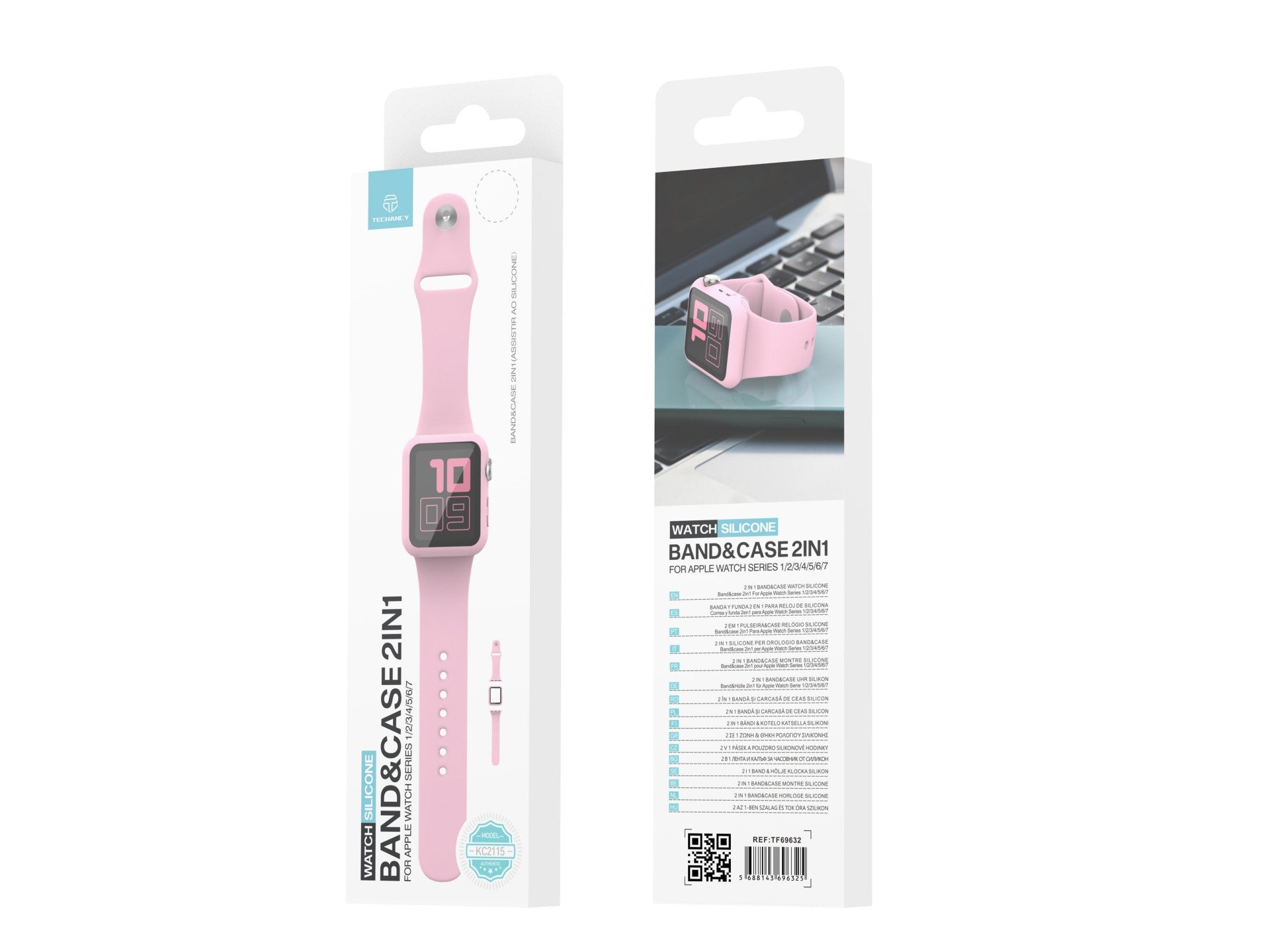 Techancy KC2115 Silicone Watch Band with Screen Protector, Compatible with Apple Watch 40mm, Pink