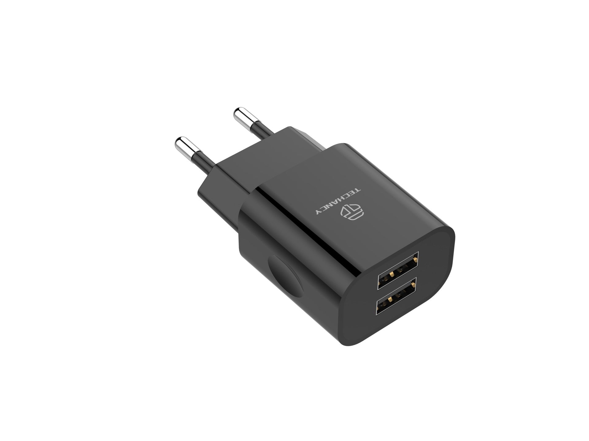 Techancy Carregador De Parede 2usb Preto TA2790, Carregamento 5V-2,4A, Conjunto De Cabos Lightning 1m, Compatível Com Iphone/Ipad