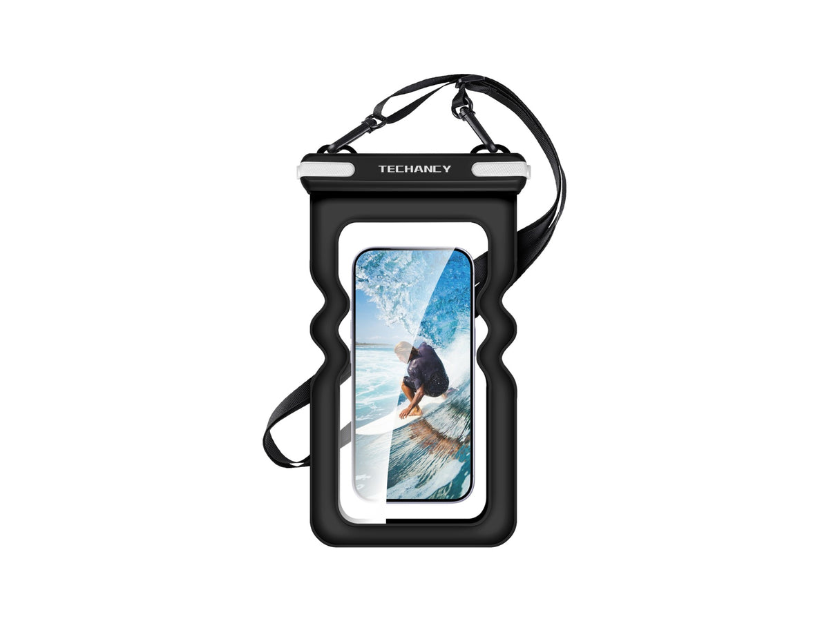 Bolsa Impermeavel Insuflavel para Telemovel Techancy TU7454, 7 Polegadas, IPX8, Ate 30m, Flutuante, Ecra Tatil, Preto