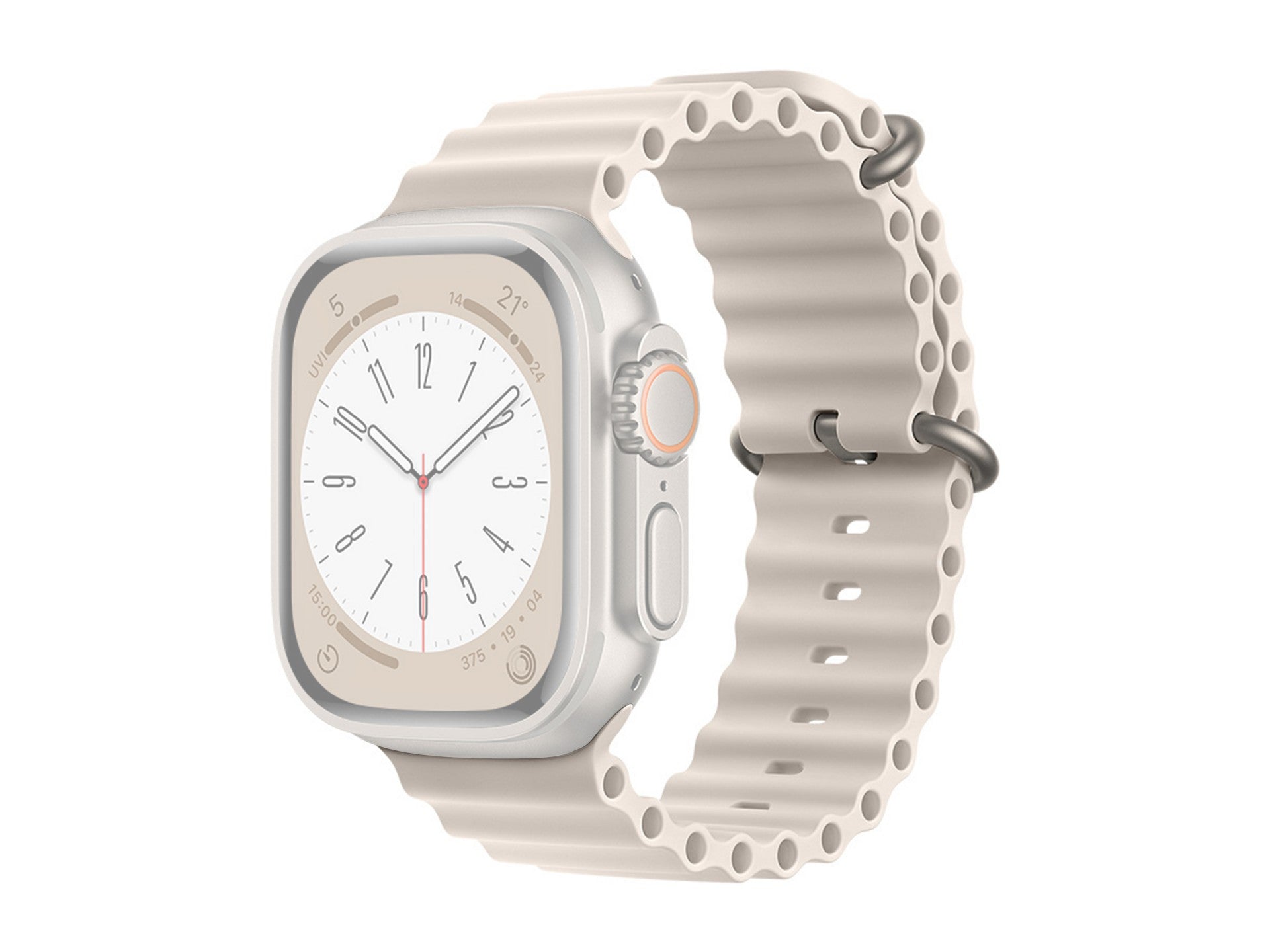 Correa de silicona blanca Techancy KC2122, compatible con Apple Watch de 42 mm, 44 mm, 45 mm y 49 mm, de silicona suave.