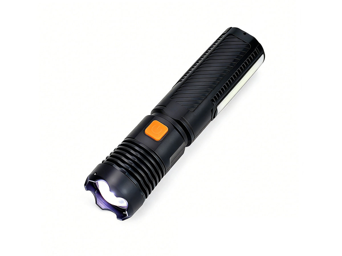 Techancy Lanterna LED Recarregavel MO1211 com Luz COB, USB-C, Funcao Power Bank, Modos de Luz, para Exterior, Preto
