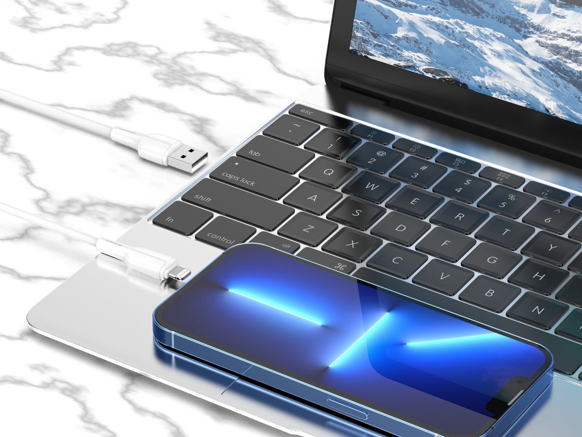 Techancy Cabo De Dados Usb-Lightning Branco 1M TB1659,Carregamento Rápido De 2,4 A, Suporta Transmissão De Dados, Material Pvc