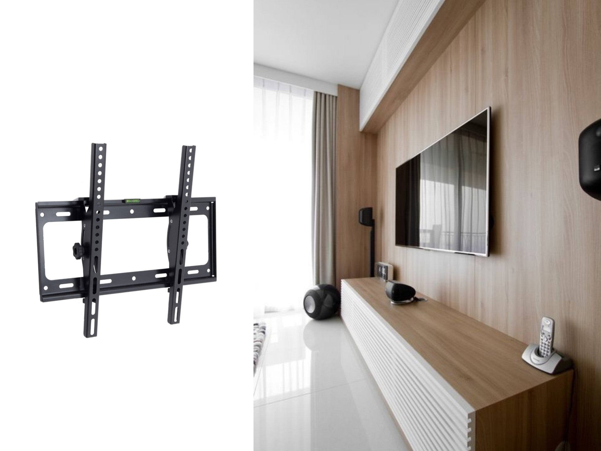 Suporte de parede para TV Techancy, 50 kg, ângulo ajustável, TI2267, compatível com TVs de 26 a 55 polegadas, preto