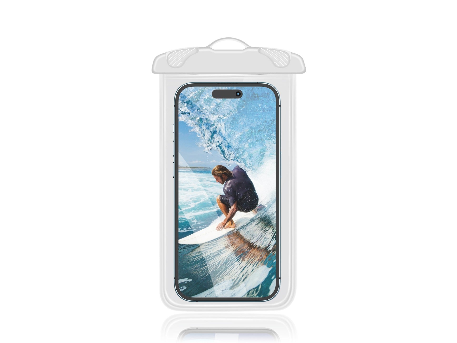Funda para celular Techancy , impermeable, blanca, TU7453. Capacidad extra grande de 7.2 pulgadas y certificación IPX8.