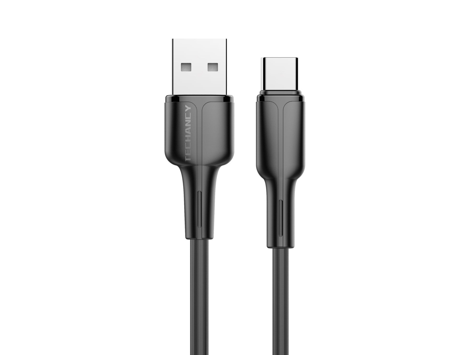 Techancy Cabo De Dados Usb-Type-C Preto 1m TB1715, Carregamento Rápido 2.4a, Suporta Transferência De Dados, Material Pvc