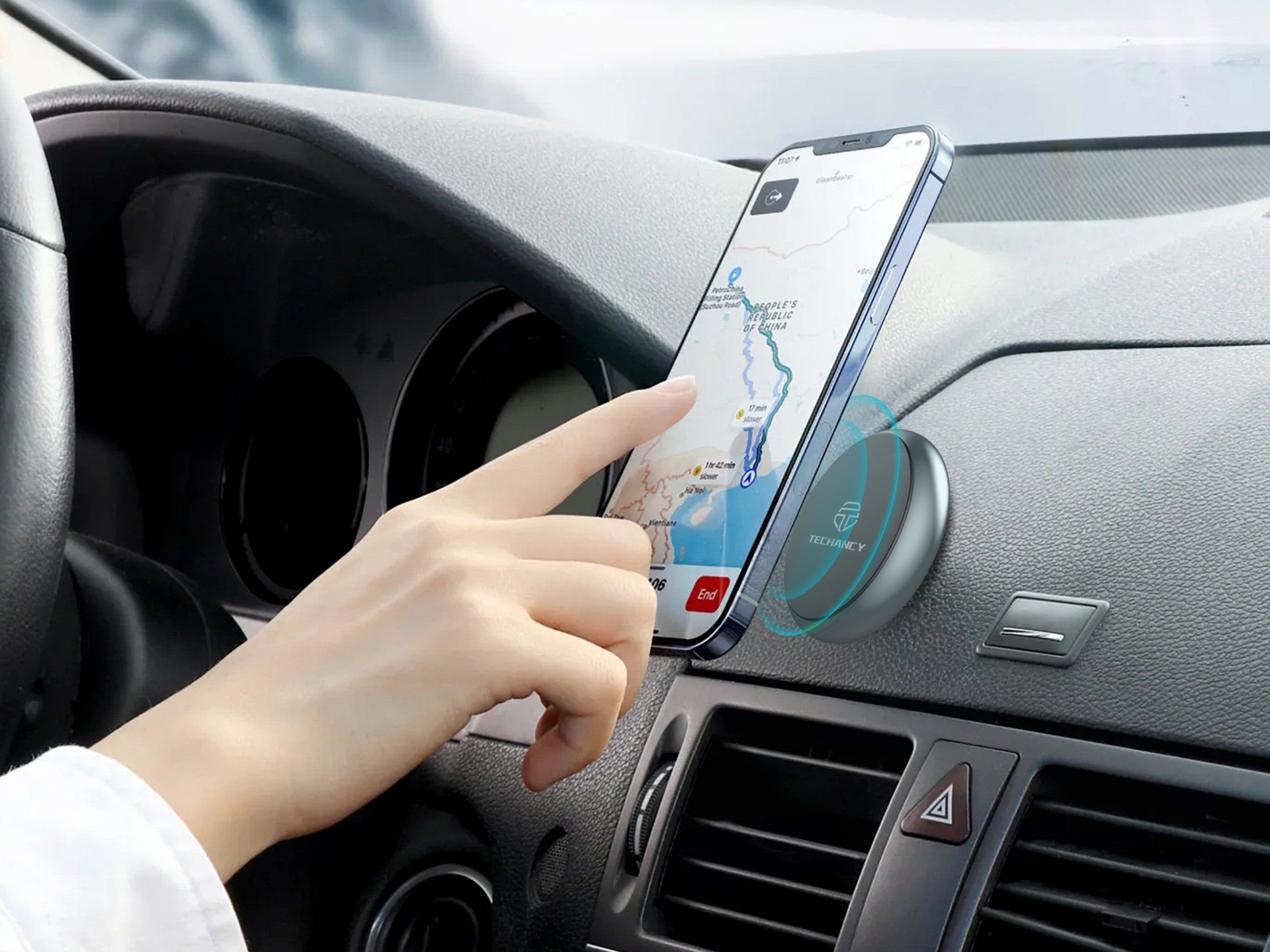 Techancy Ti2298 Magnetic Car Phone Holder, Firm Adhesion, Strong Stable Magnetic Adsorption of Mobile Phones
