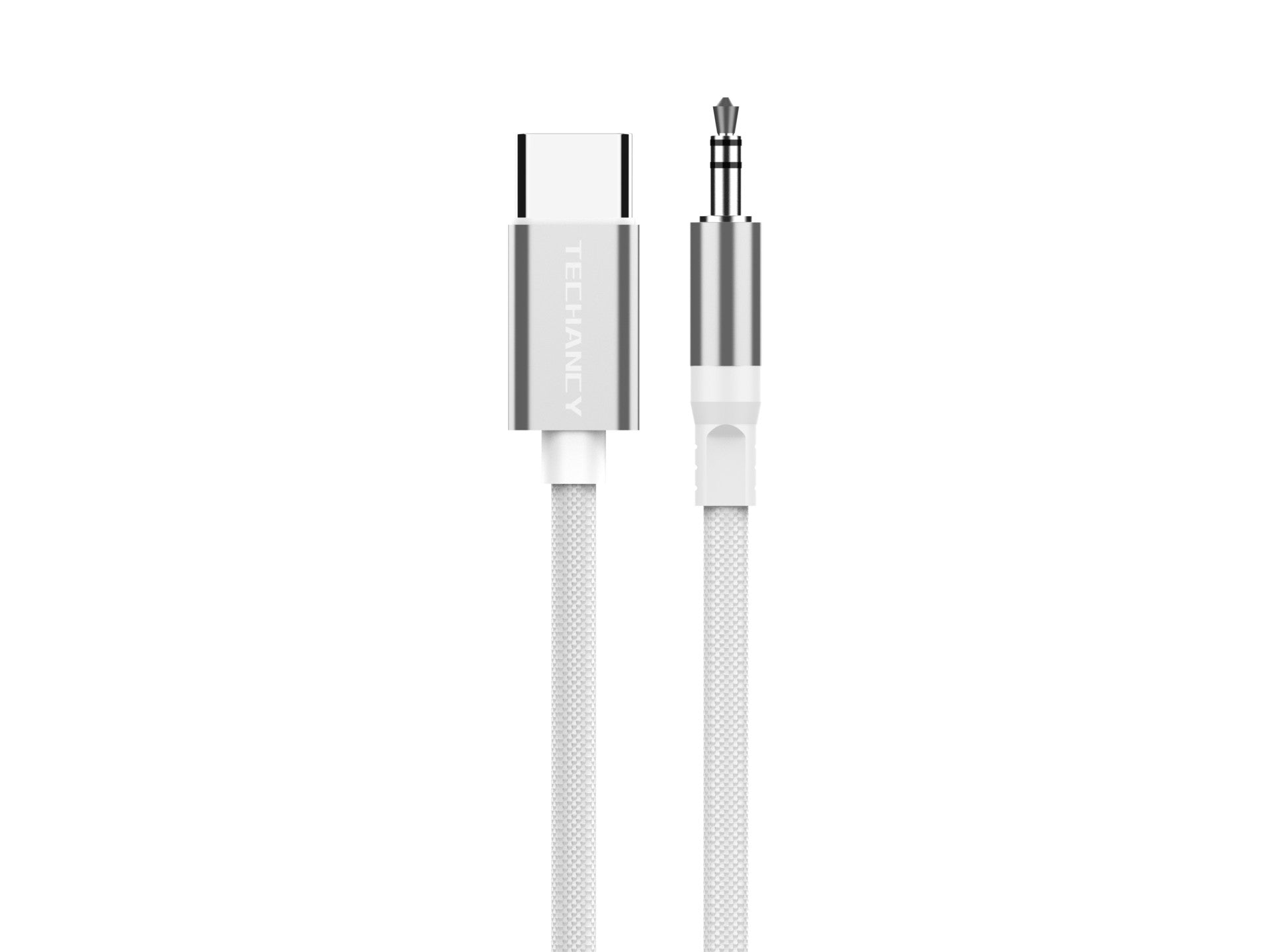 Techancy KQ2605 Type-C to 3.5mm Digital Audio Cable, 1M, Braided, Compatible with Mobile Phones, Car Audio and Headphones, White