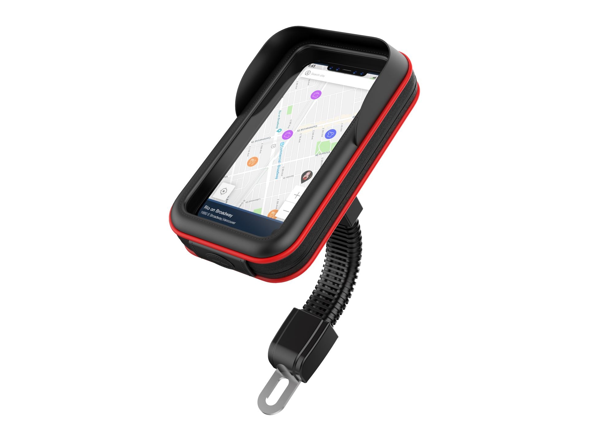 Techancy Motorcycle Phone Holder with Waterproof Function Black+Red Ti2261, Universal Motorcycle Mirror Mount,
