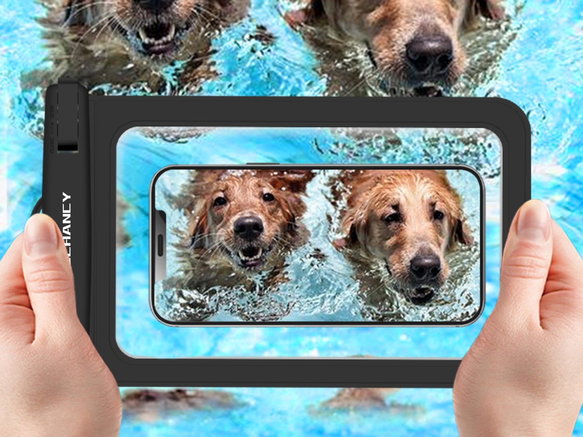 Techancy Mobile Phone Pouch À TU7446 Water Proof, 7.2 In. Deep À Waterproof, Black