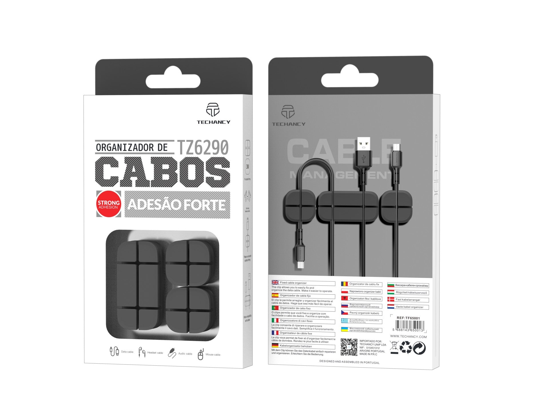 Techancy cable organizer, TZ6290, pack of 3, keeps cables organized to keep your desk tidy, black.