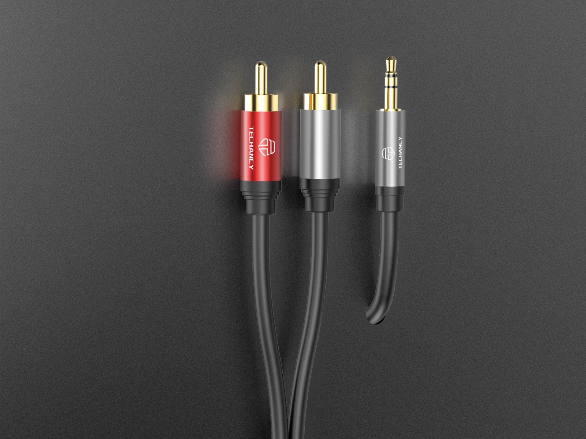 Techancy 3.5mm to 2 RCA Audio Cable, 6ft, TL7266, Black